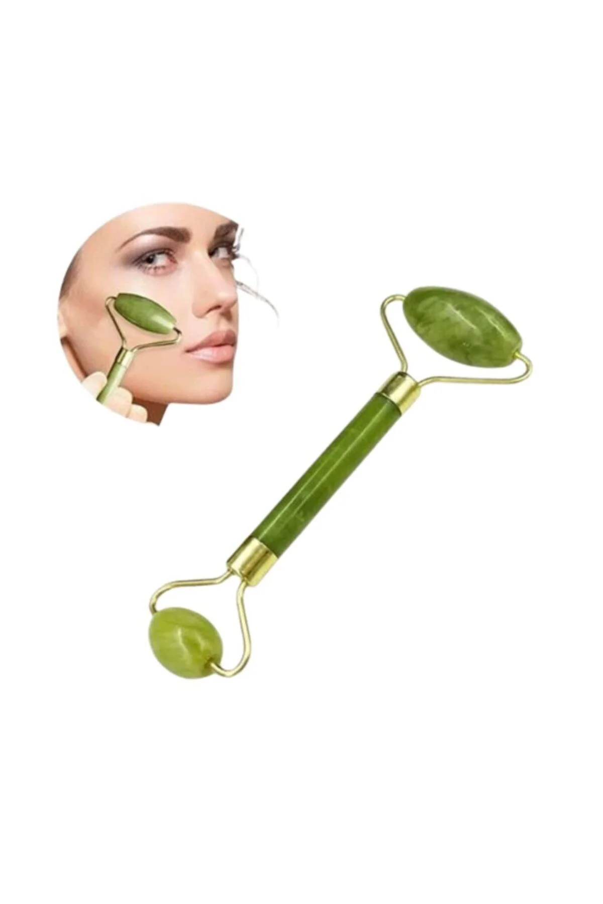 Jade Stone Yüz Bakım Seti Gua Sha Ve Roller Masaj Taşı