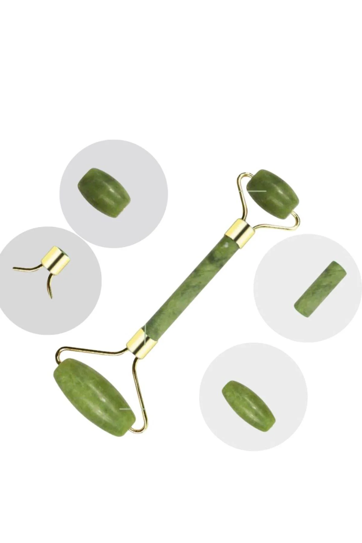 Jade Stone Yüz Bakım Seti Gua Sha Ve Roller Masaj Taşı