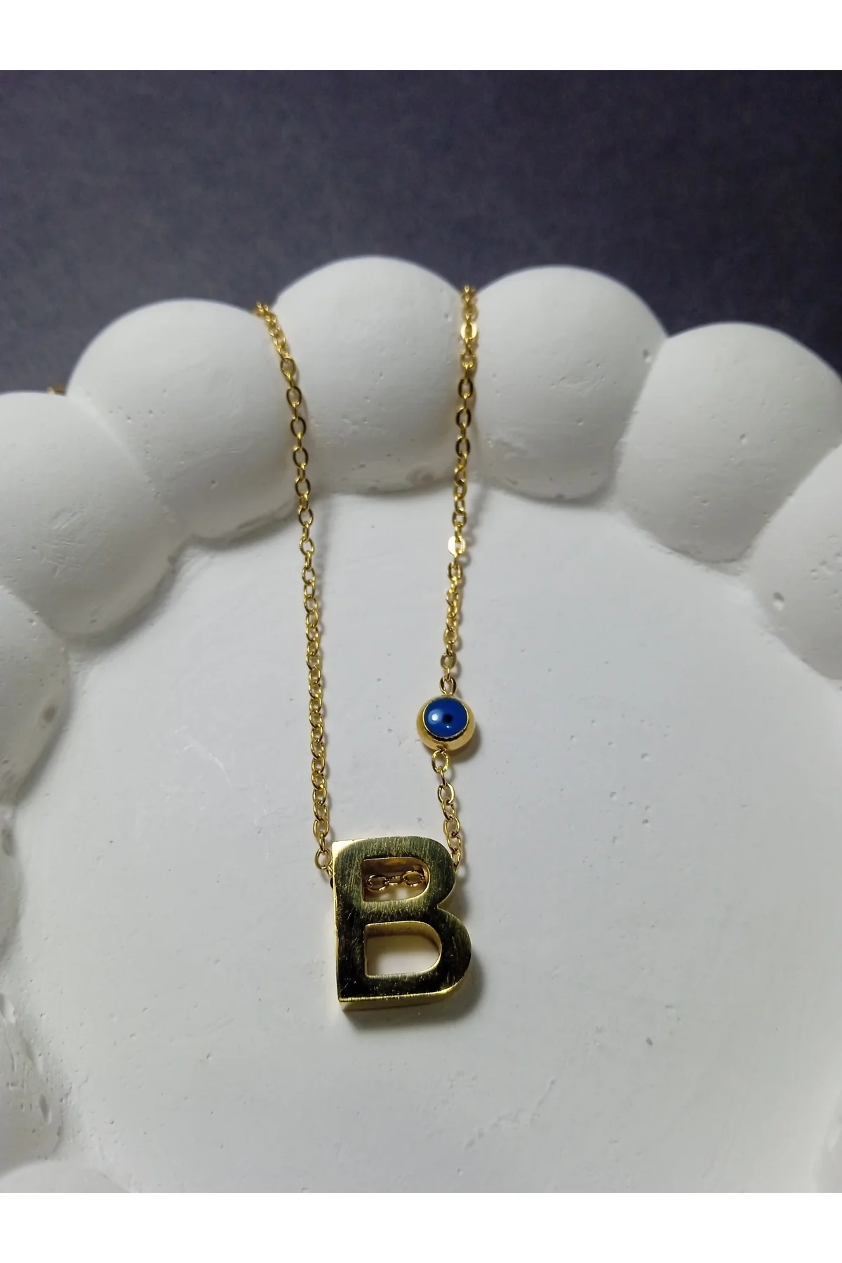 Jade'm Gold B Harfli Çelik Kolye