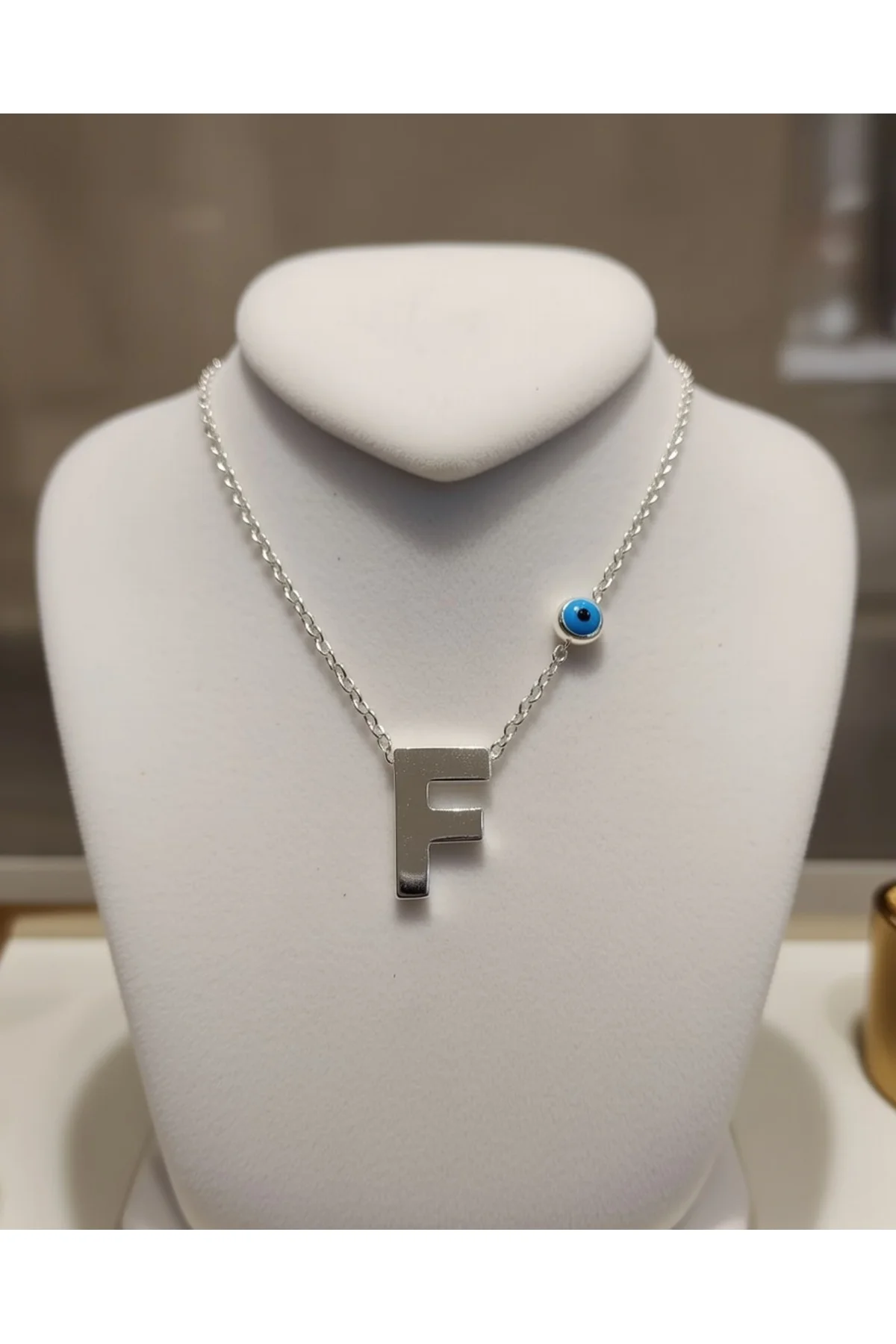Jade'm Gold F Harfli Çelik Kolye