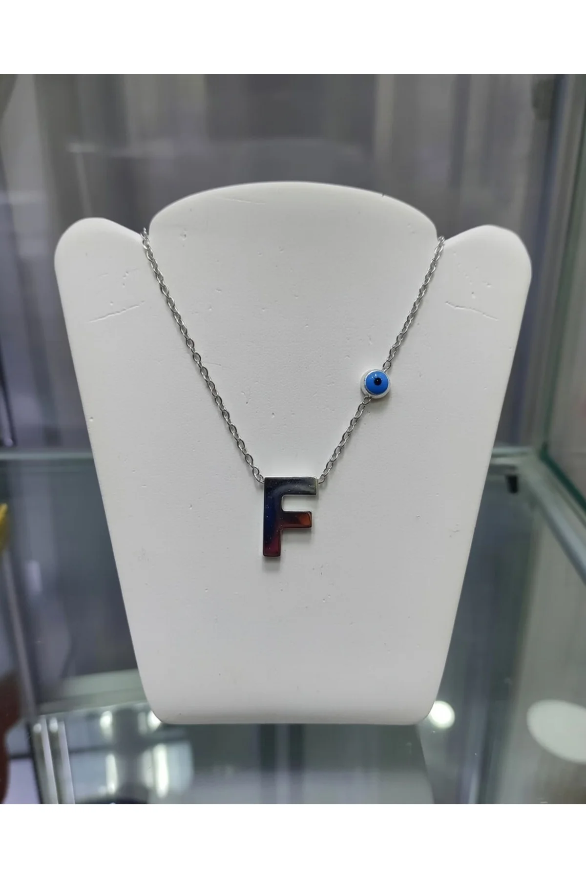 Jade'm Gold F Harfli Çelik Kolye