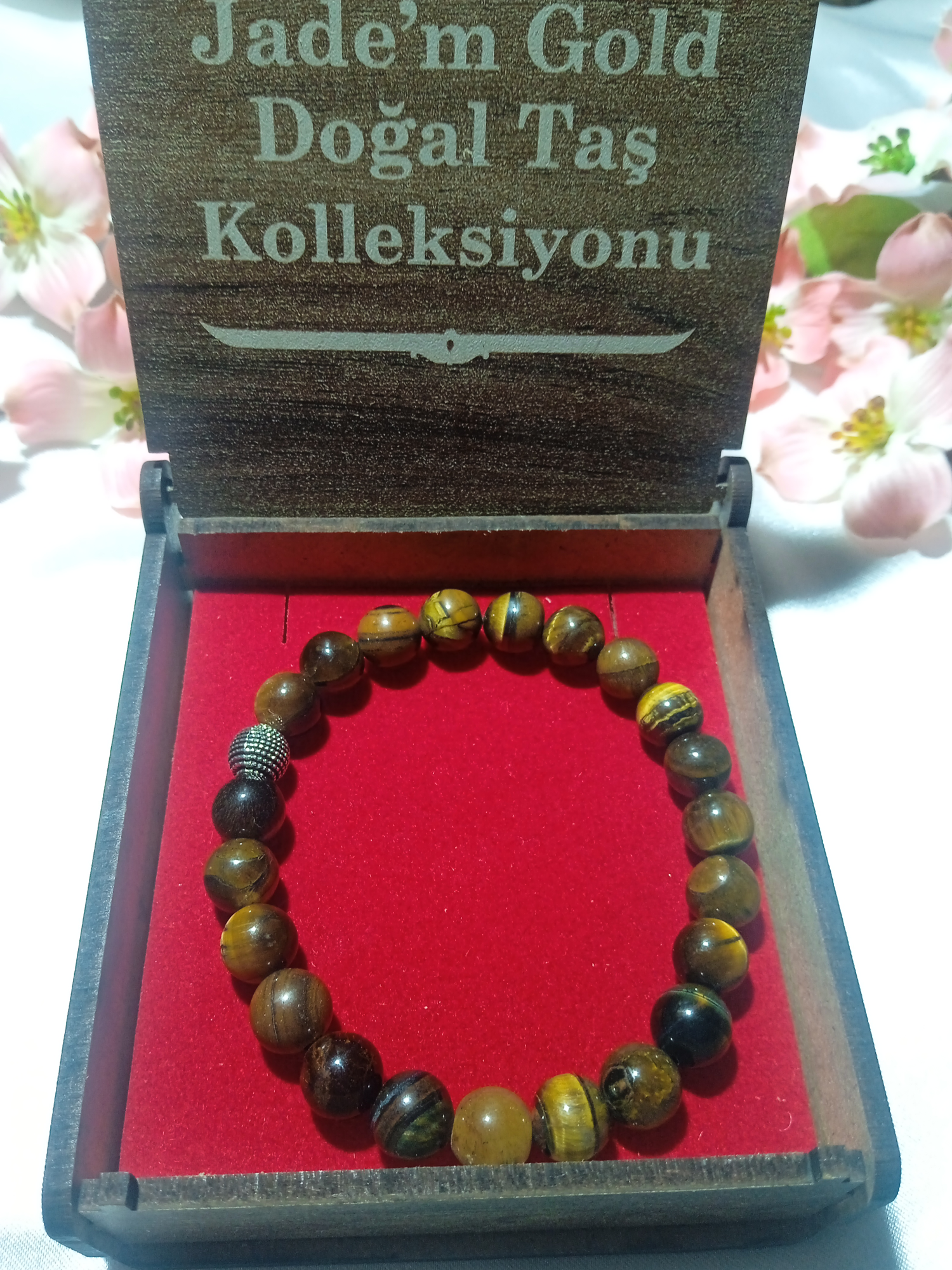 Jade'm Gold  Kaplangözü Doğaltal Bileklik