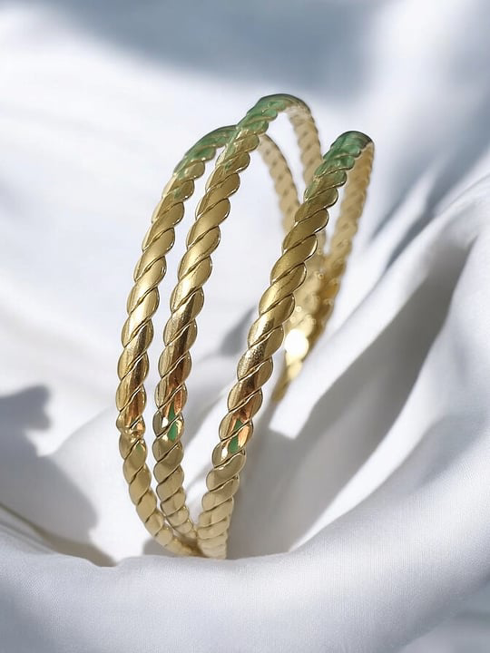 Jade'm Gold  Paslanmaz Çelik Burma Bilezik