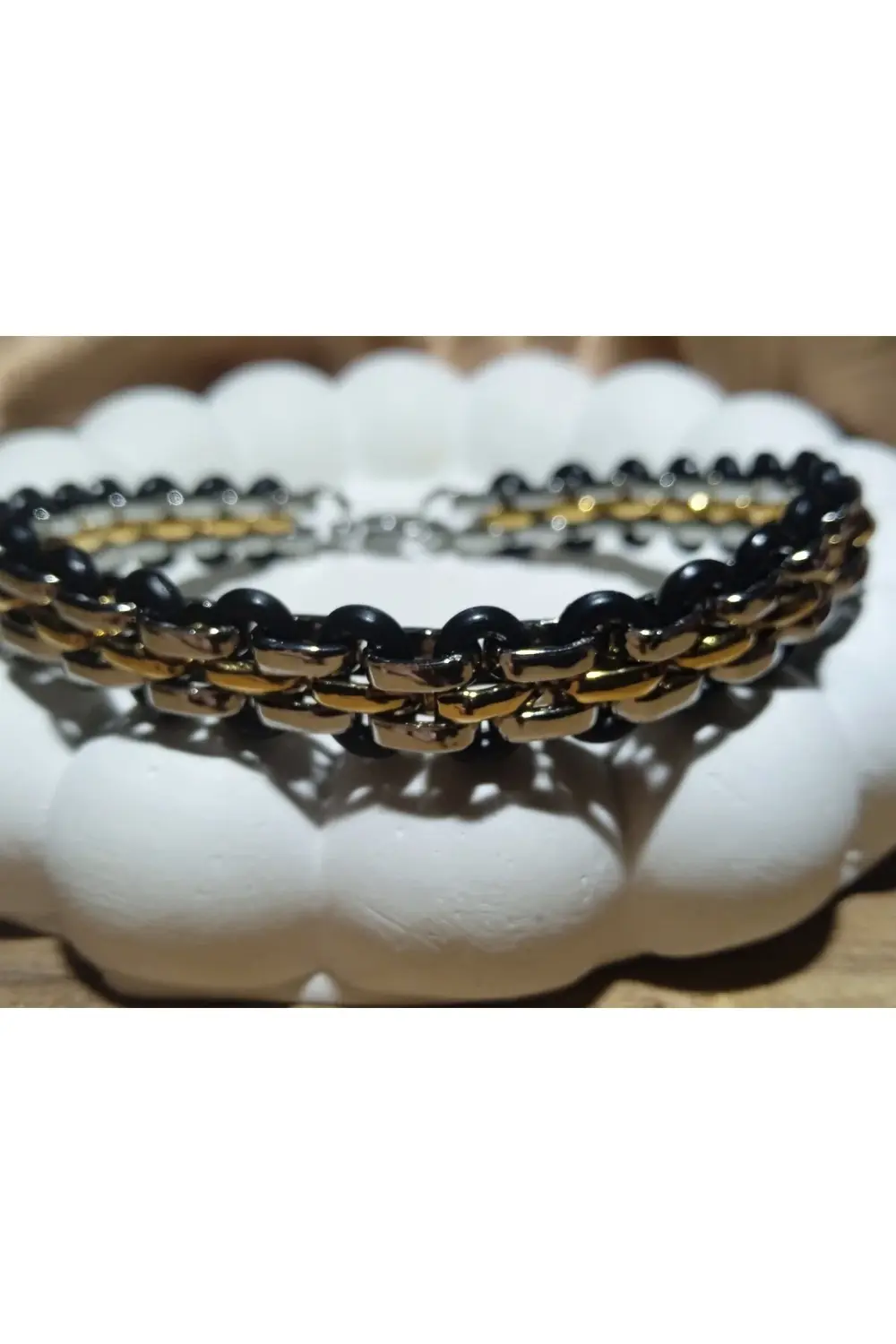 Jade'm Gold Paslanmaz Çelik Gümüş Gold Erkek Bileklik