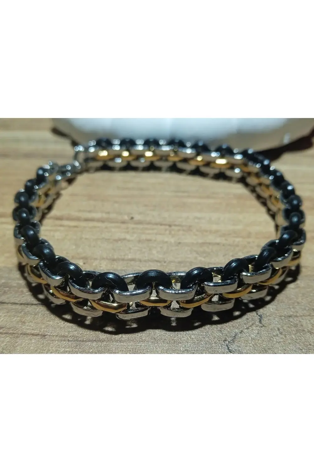 Jade'm Gold Paslanmaz Çelik Gümüş Gold Erkek Bileklik