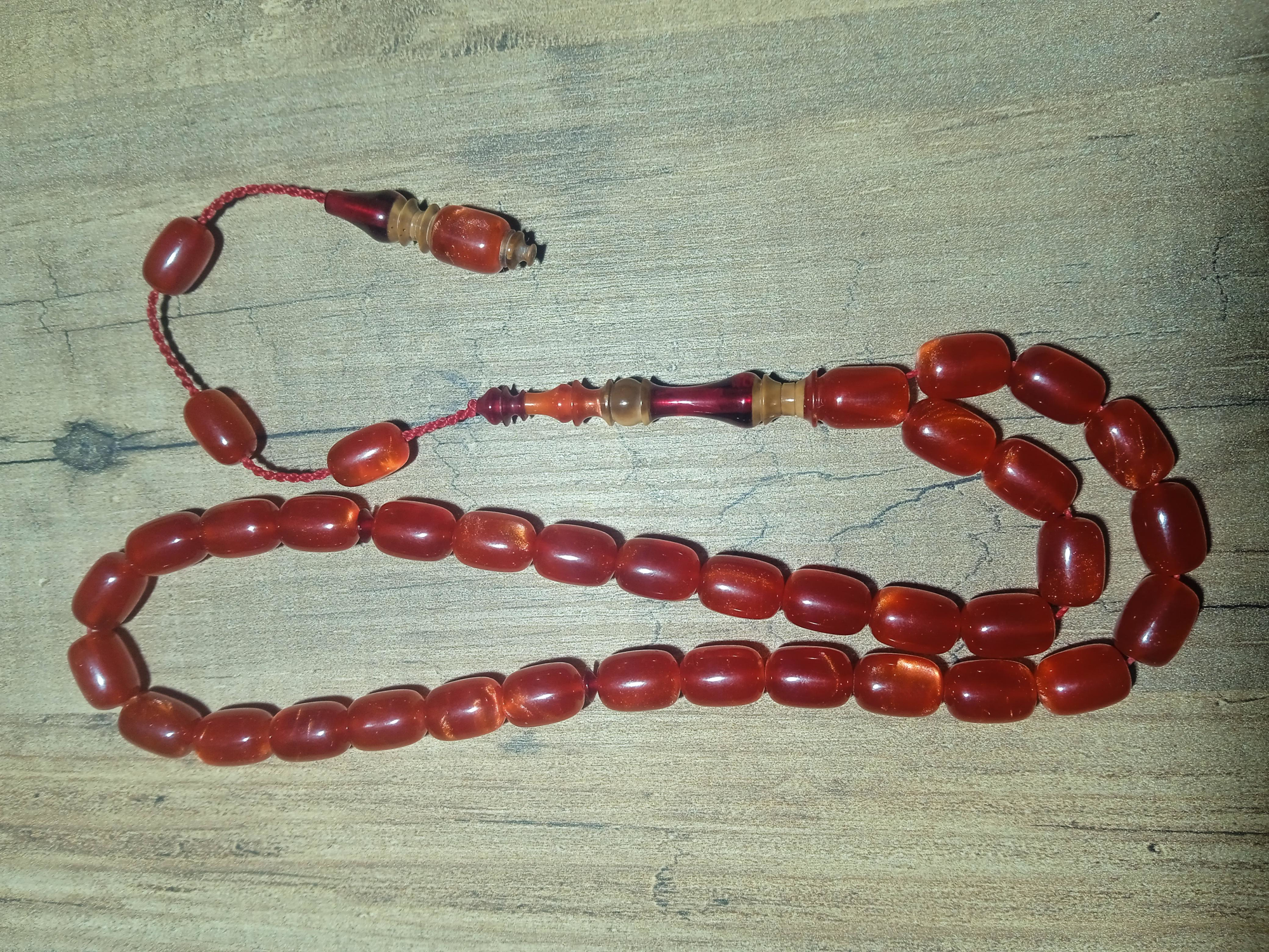 Jade'm Gold  Turuncu Sıkma Kehribar Tesbih