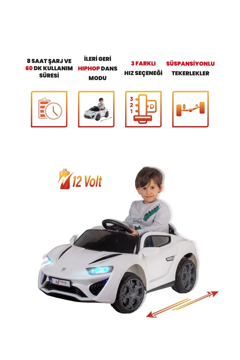 Jagor Akülü Araba 12v-beyaz