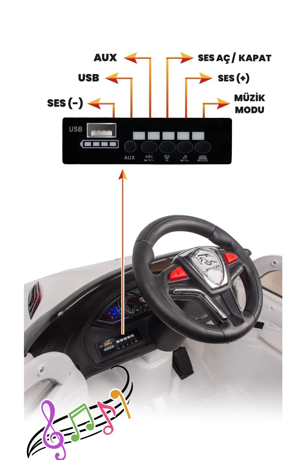 Jagor Akülü Araba 12v-beyaz