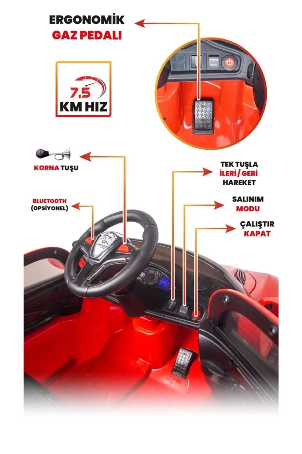 Jagor Akülü Araba 12v-kırmızı