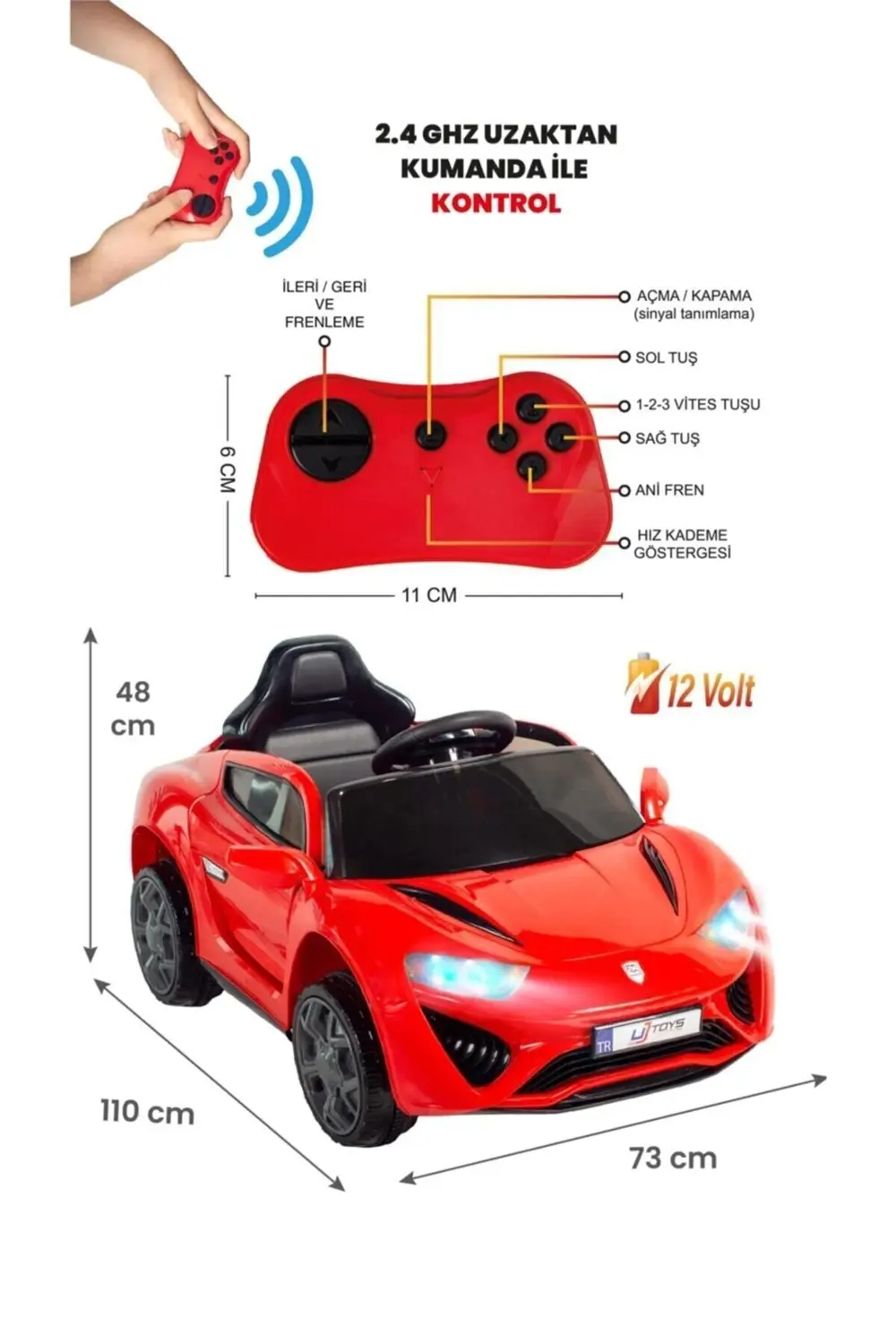 Jagor Akülü Araba 12v-kırmızı