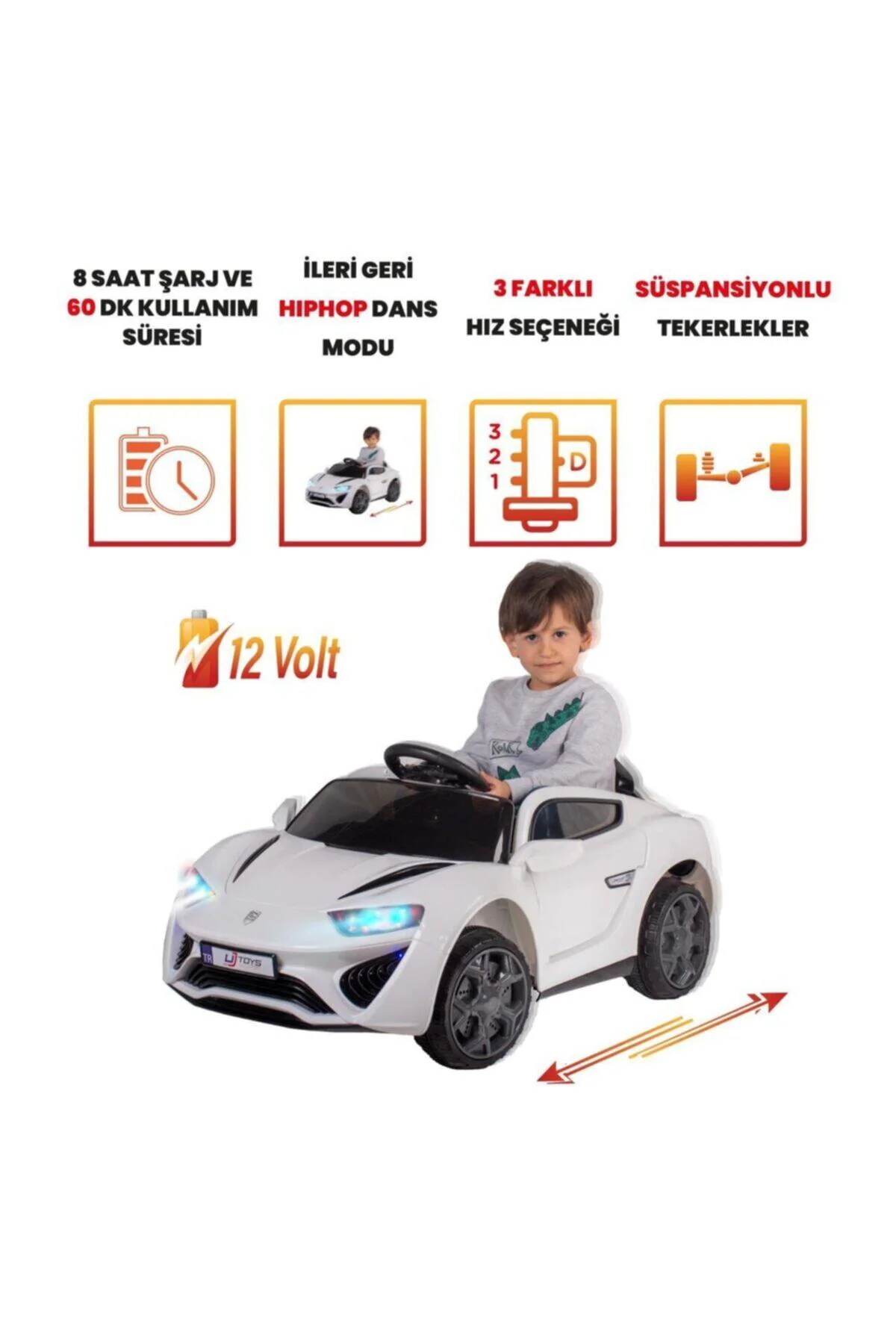 Jagor Uzaktan Kumandalı Akülü Araba 12v-beyaz
