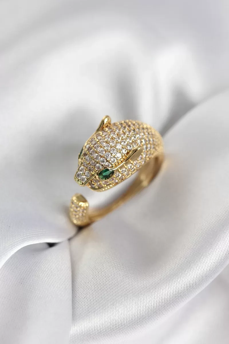 Jaguar Model Gold Renk Zirkon Taşlı Kadın Yüzük - Lisinya