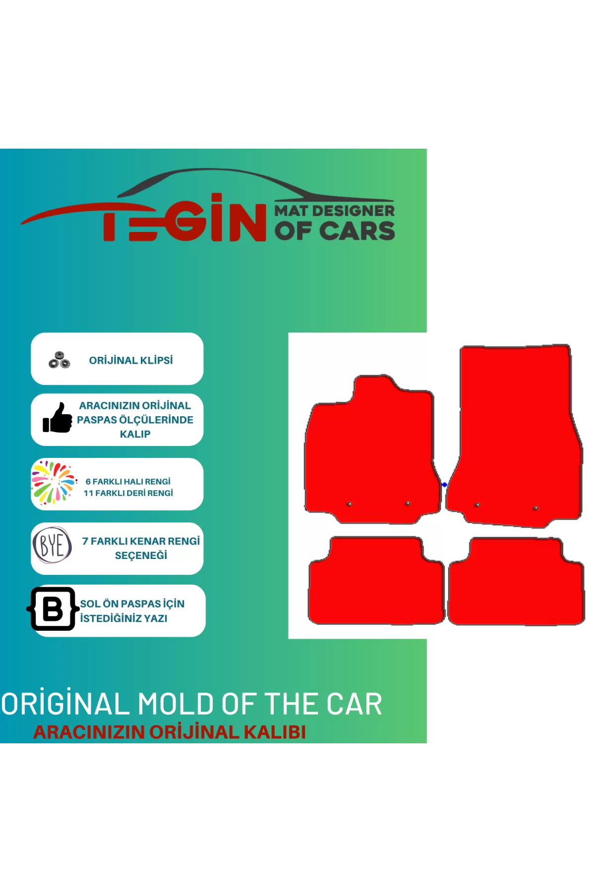 Jaguar Xf 2008 Ve Sonrası Prime Kırmızı Halı Bej Kenar Halı Paspa