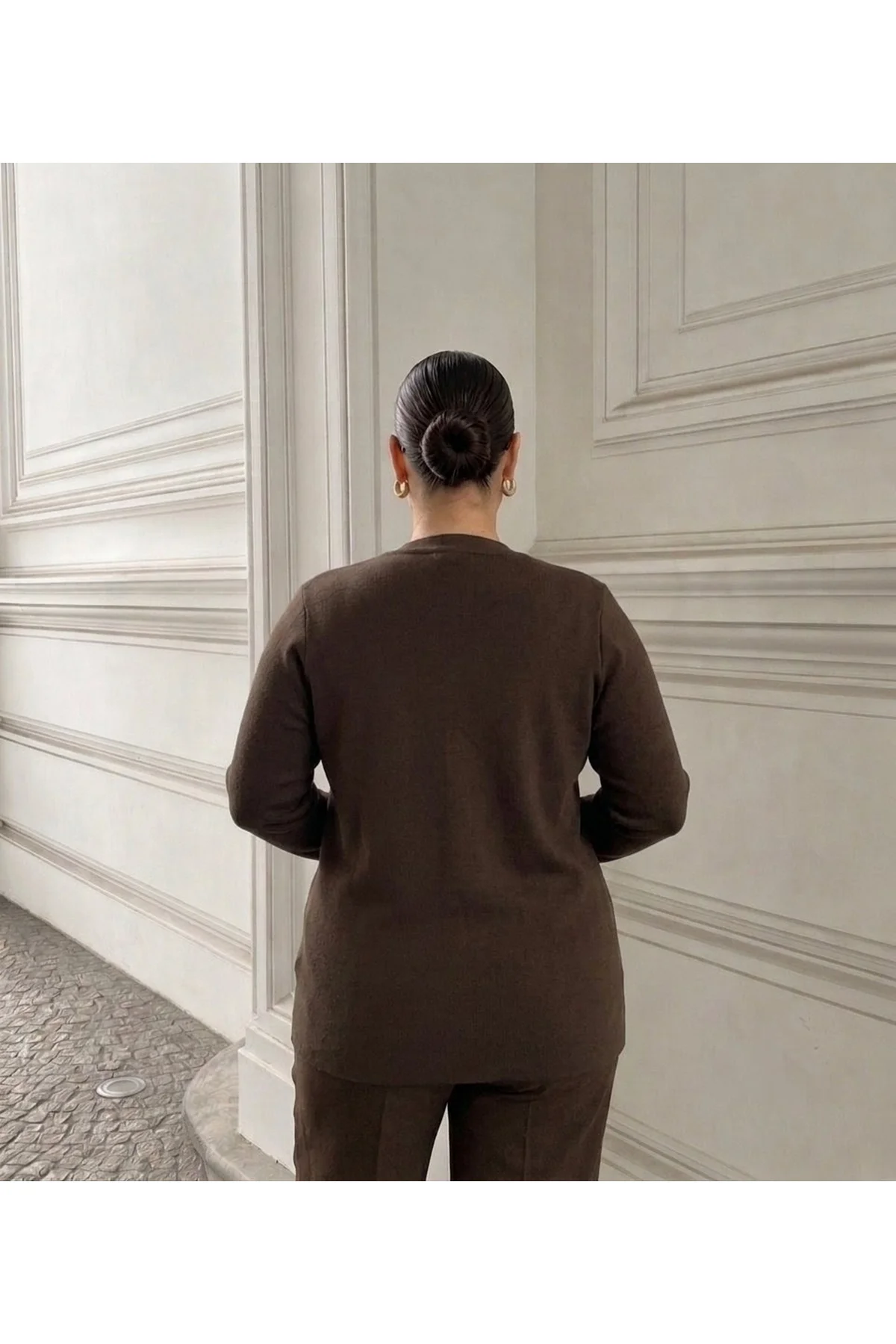 JAKARLI KENDİNDEN DESENLİ ÇELİK ÖRGÜ TRİKO KADIN CEKET