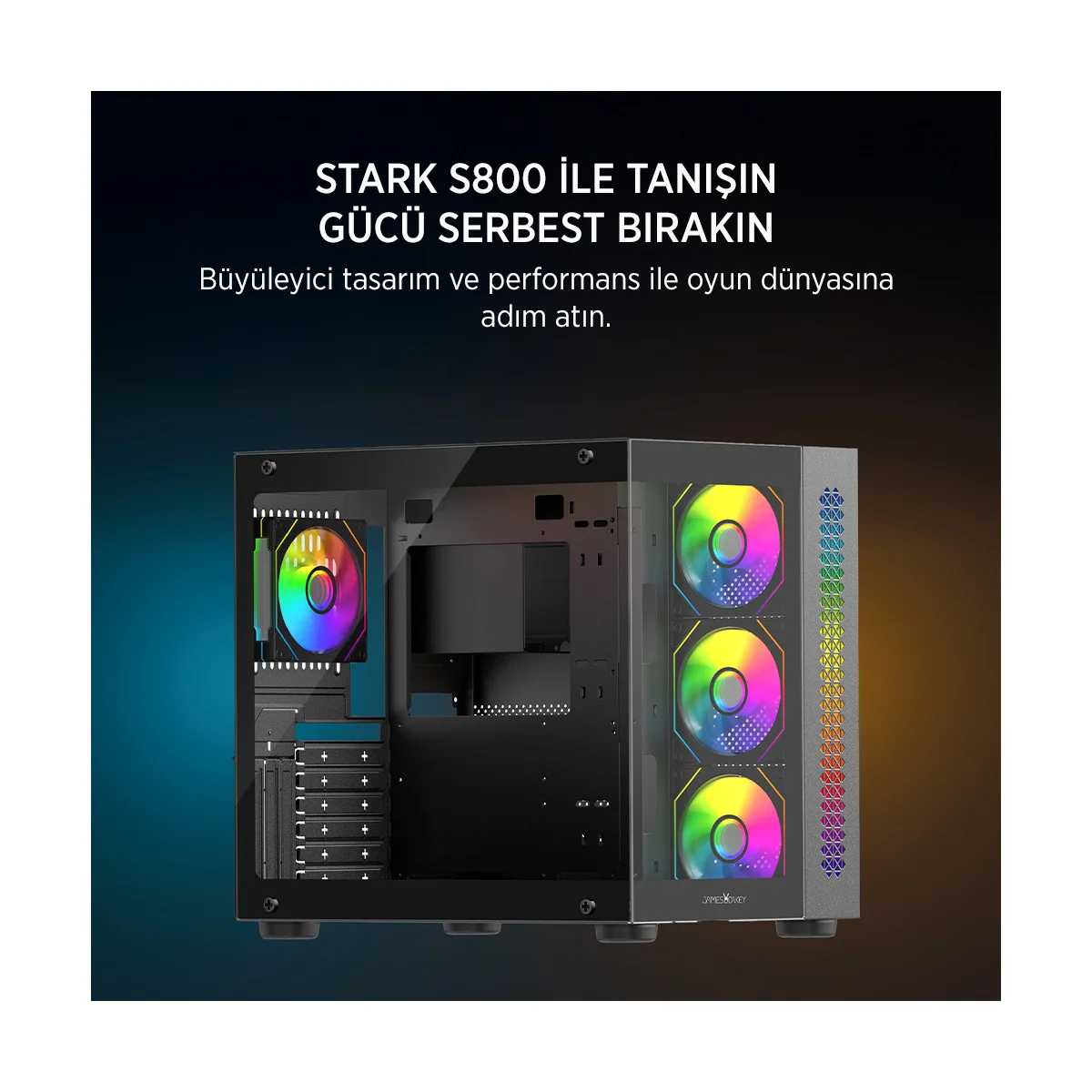 James Donkey Stark S800 4xargb Temperli Cam 750W 80+ Bronze Atx Siyah Gaming (Oyuncu) Kasa James Donkey Stark S800 4xargb Temperli Cam 750W 80+ Bronze Atx Siyah Gaming (Oyuncu) Kasa