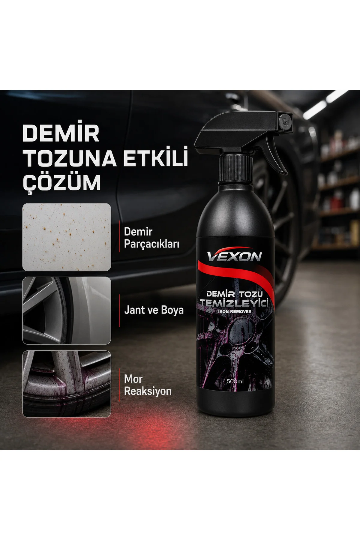 Jant ve Lastik Bakım Seti 3’lü – Jant Temizleyici, Demir Tozu Temizleyici ve Lastik Parlatıcı 500 ml