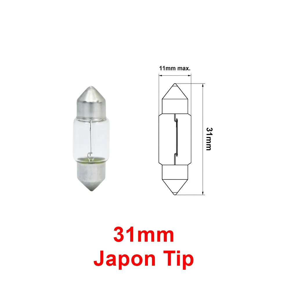 Japon Tip Sofit Ampul Şeffaf C10W 12V 10W 31mm - Araç İçi Aydınlatma ve Plaka Lambası