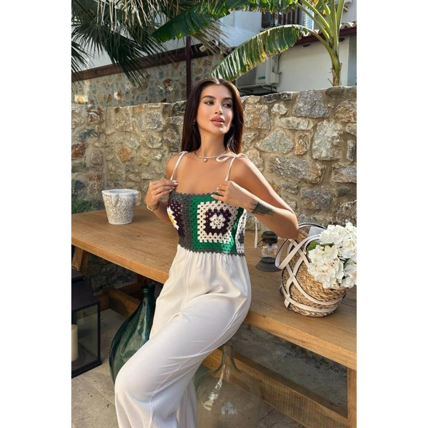 Jasmin Süzüneli Keten Tulum -