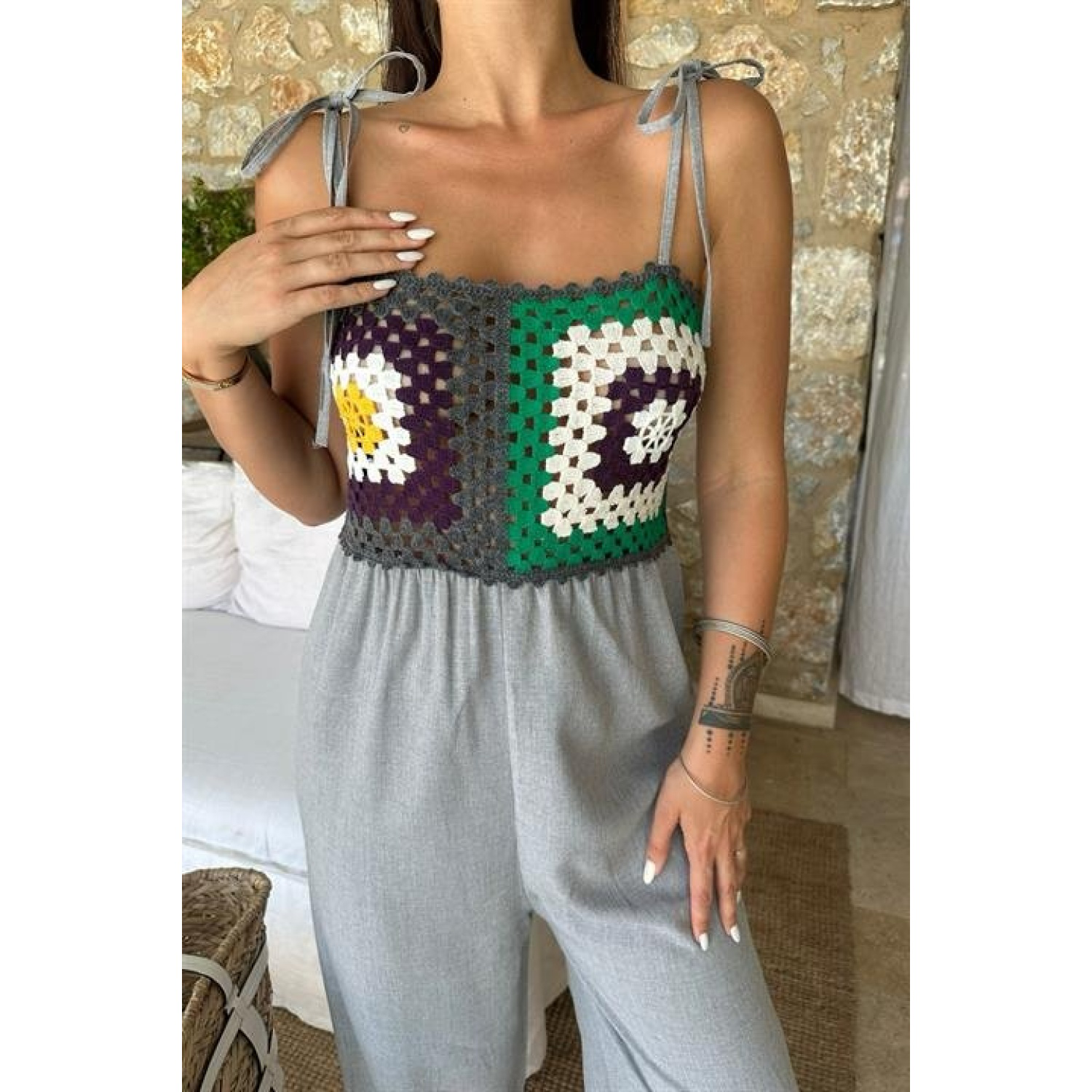Jasmin Süzüneli Keten Tulum -