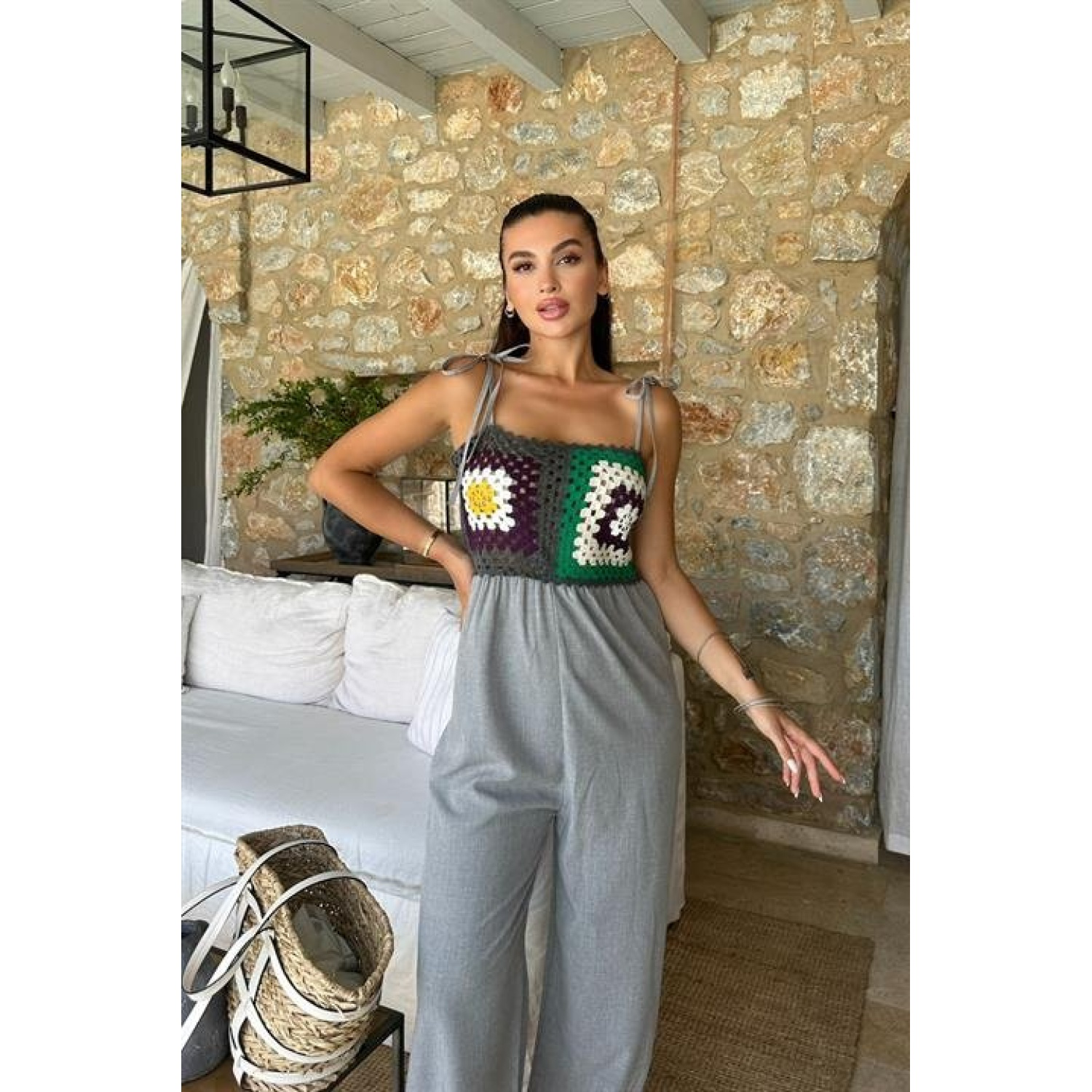Jasmin Süzüneli Keten Tulum -
