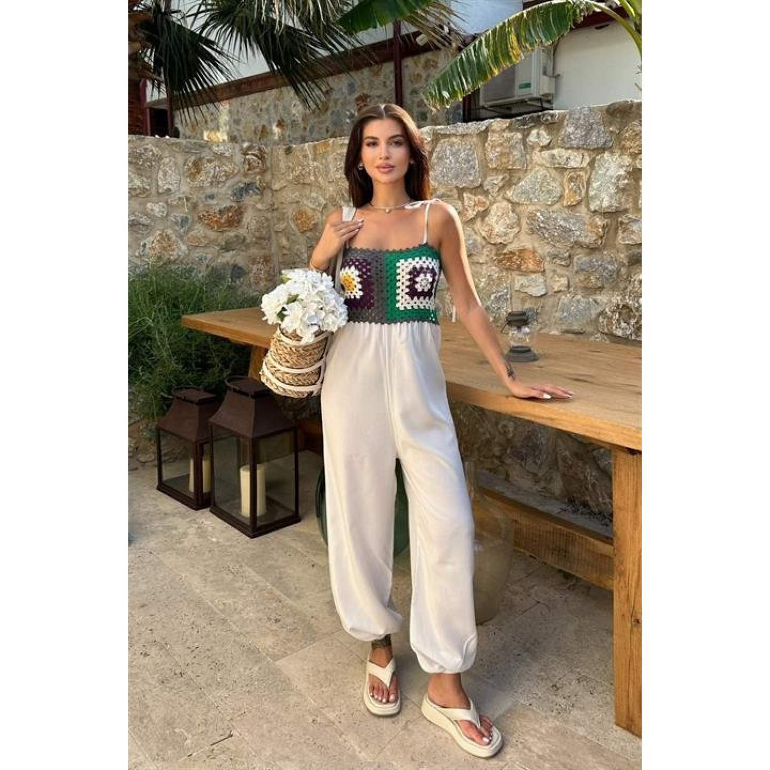 Jasmin Süzüneli Keten Tulum -