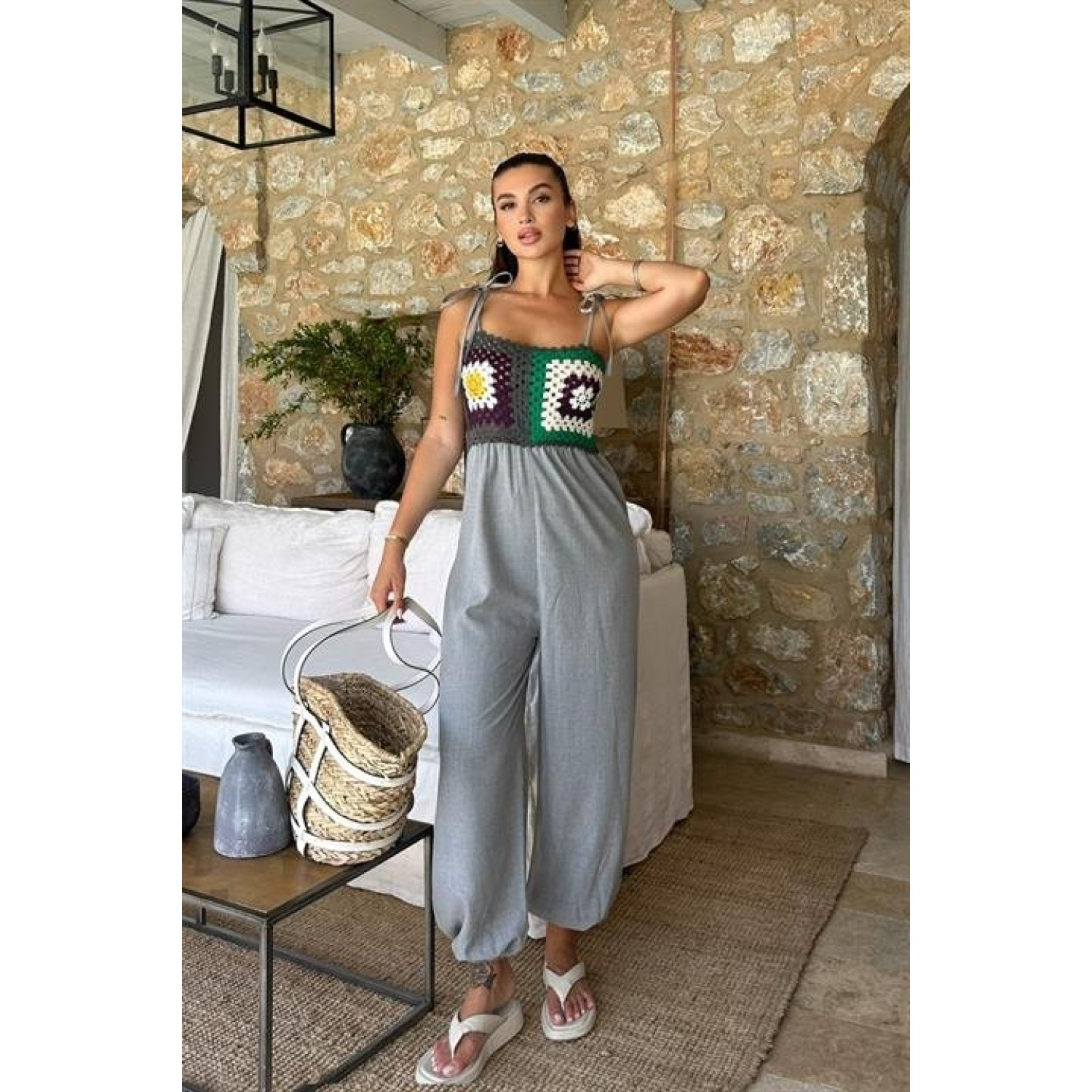 Jasmin Süzüneli Keten Tulum -