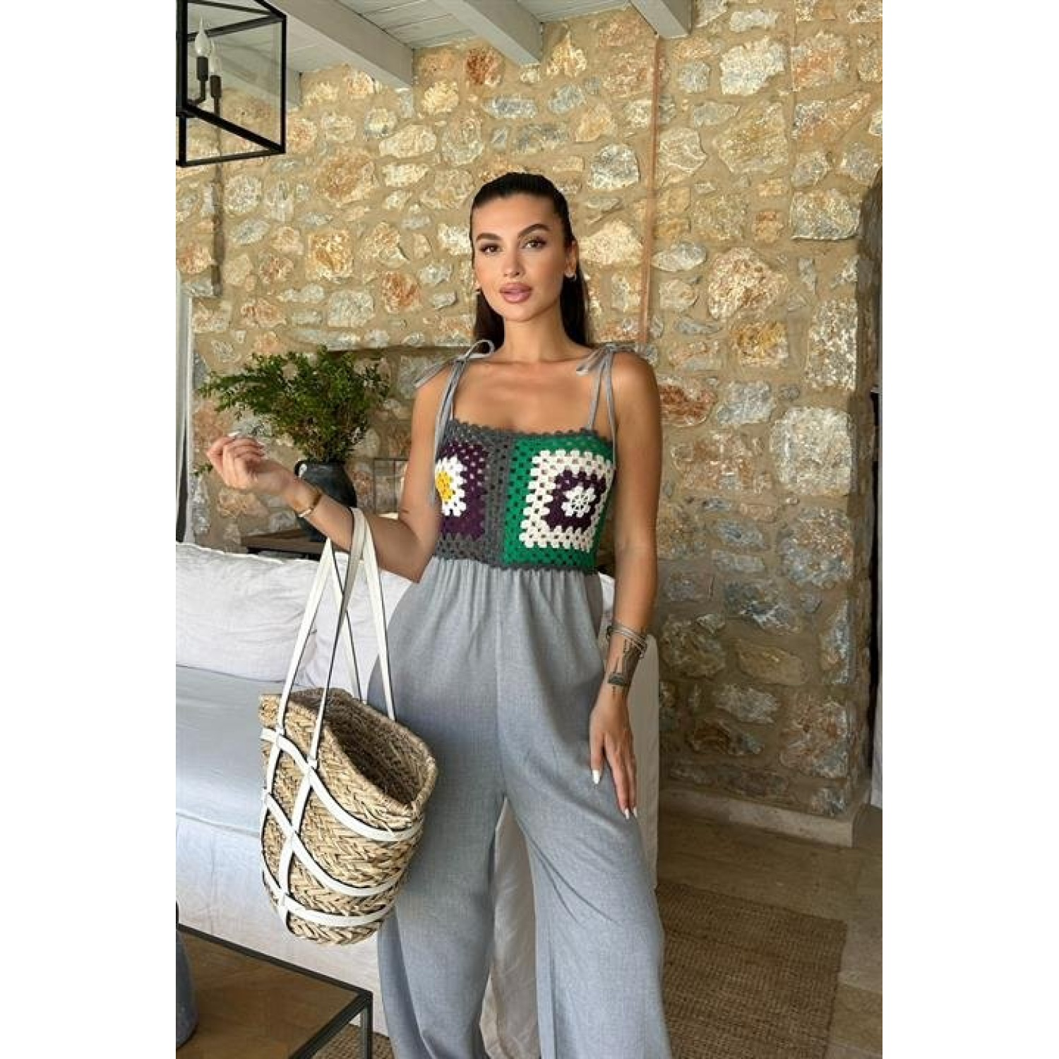 Jasmin Süzüneli Keten Tulum -