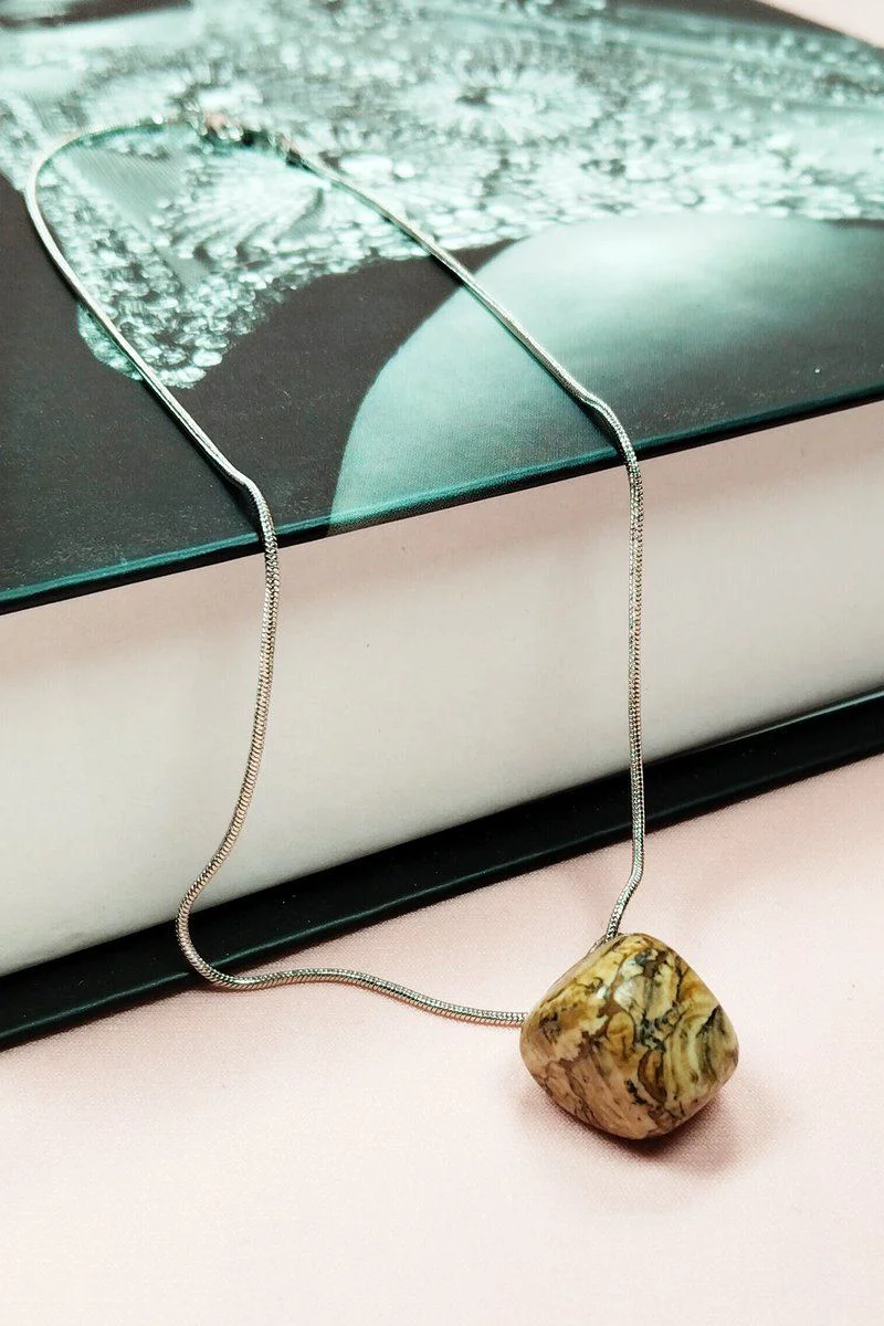Jasper Doğal Taşı Zincirli El Yapımı Kolye – 2 cm Uç, 20 cm Zincir, Kutulu Fiyatı, Yorumları ve Özellikleri