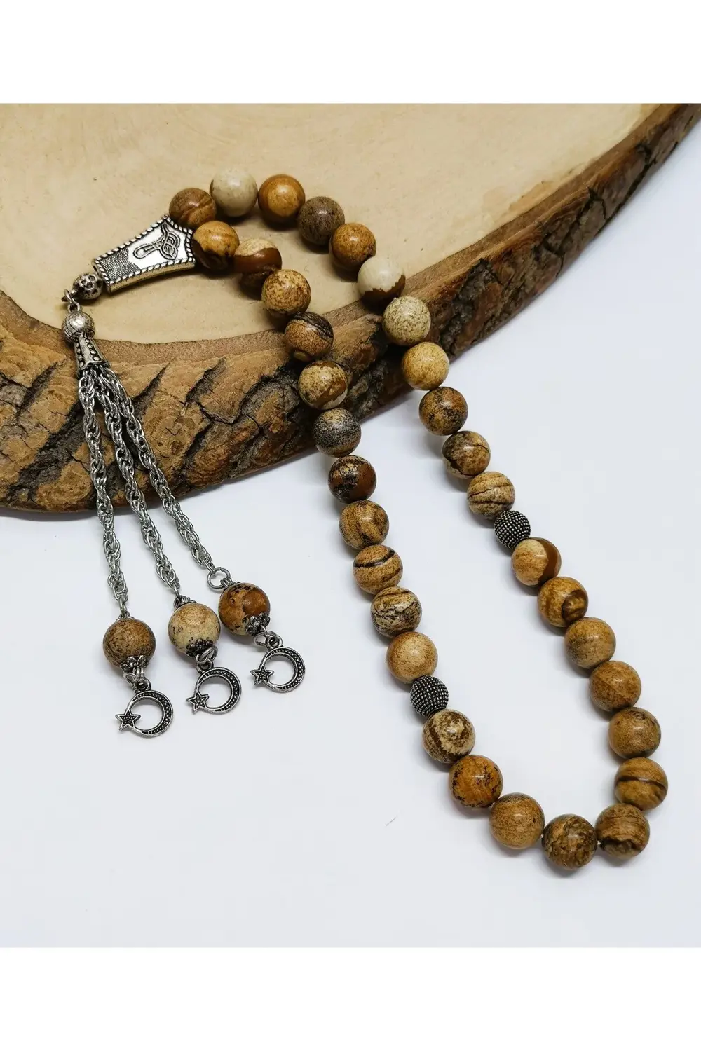 Jasper Taşı Doğal Taş Tesbih - 10 mm Küre Kesim