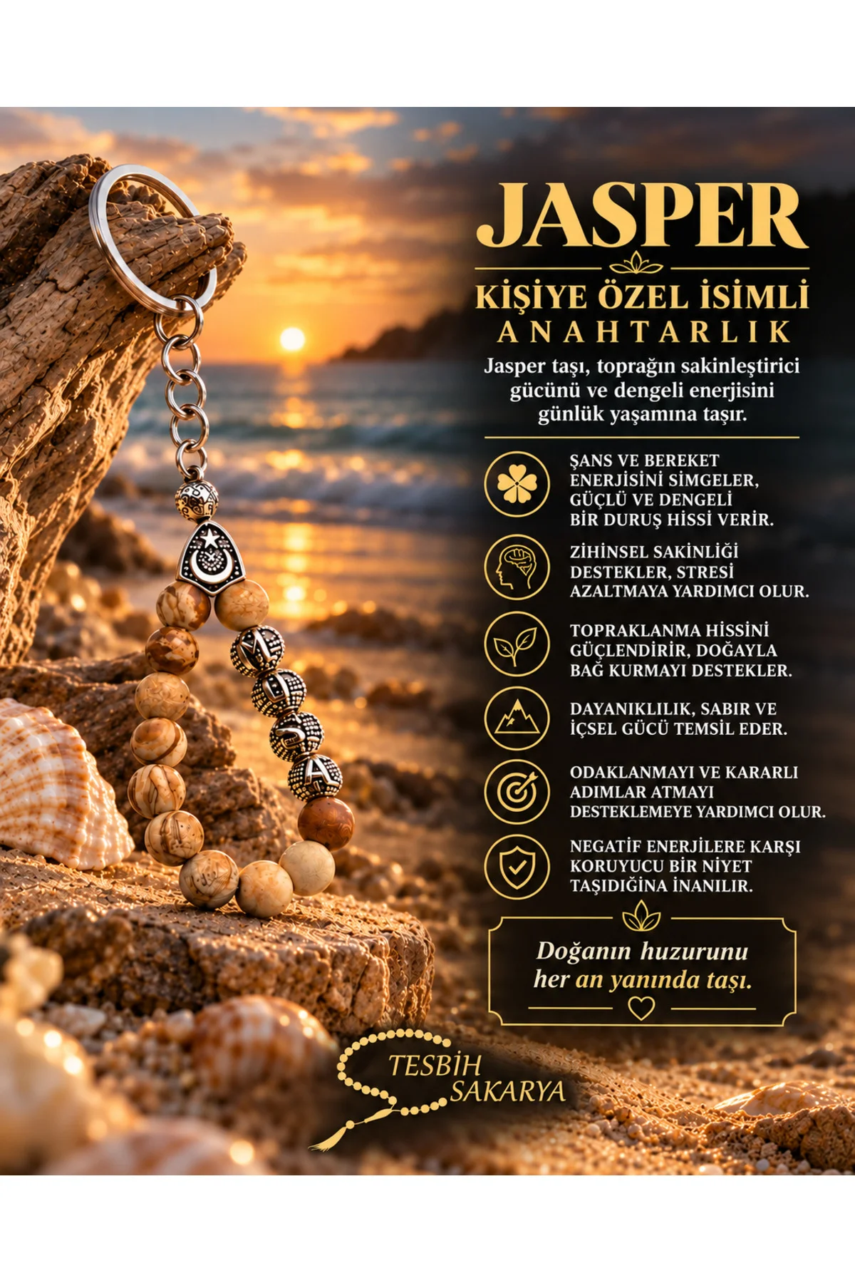 Jasper Taşı - Kişiye özel İsimli - Anahtarlık Jasper Taşı - Kişiye özel İsimli - Anahtarlık