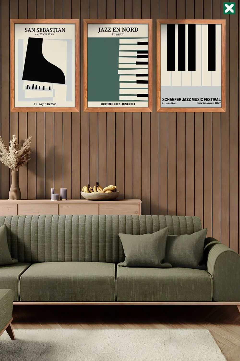 Jazz Festival 3'lü Set , Çerçeve Görünümlü Modern Mdf Tablo
