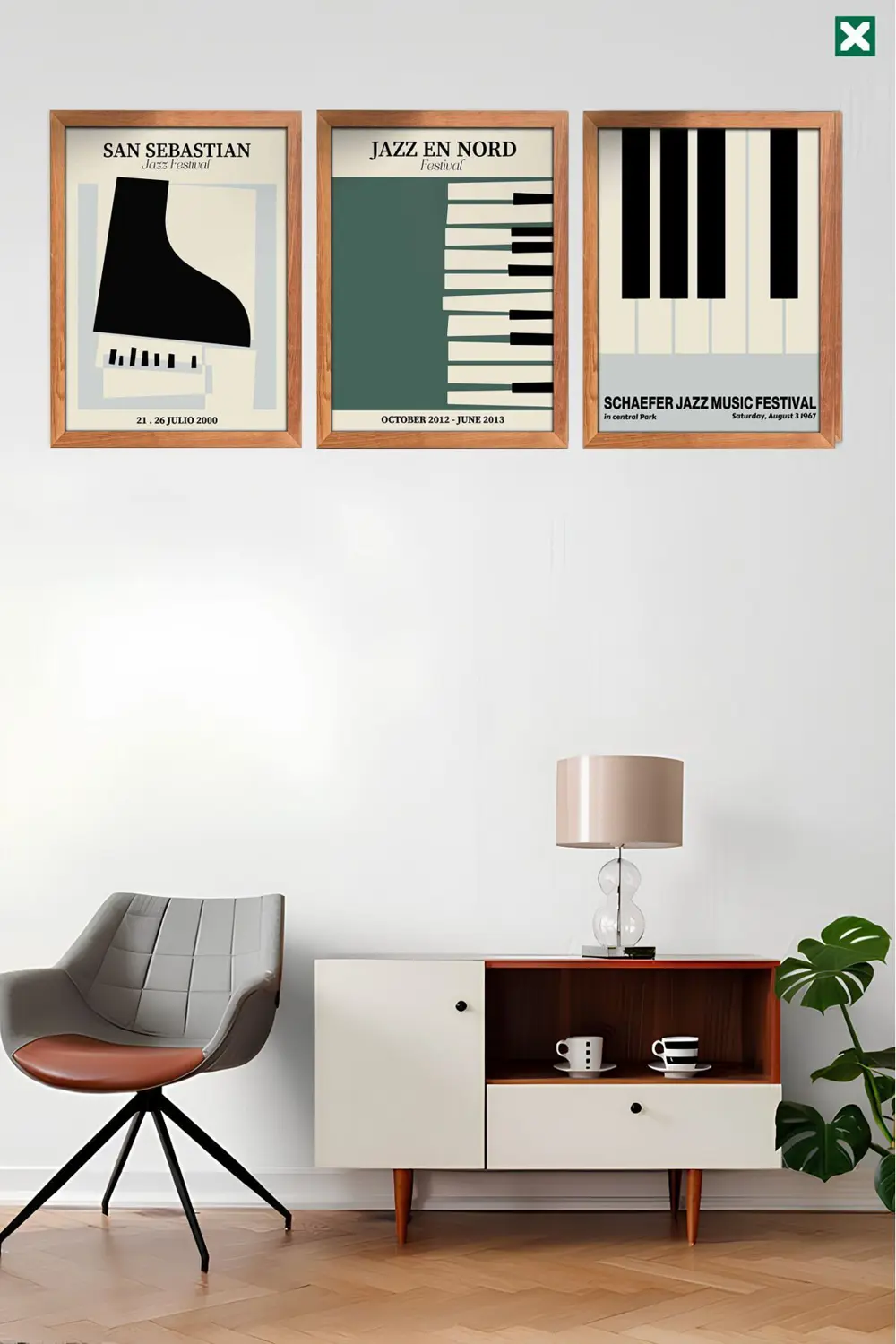 Jazz Festival 3'lü Set , Çerçeve Görünümlü Modern Mdf Tablo