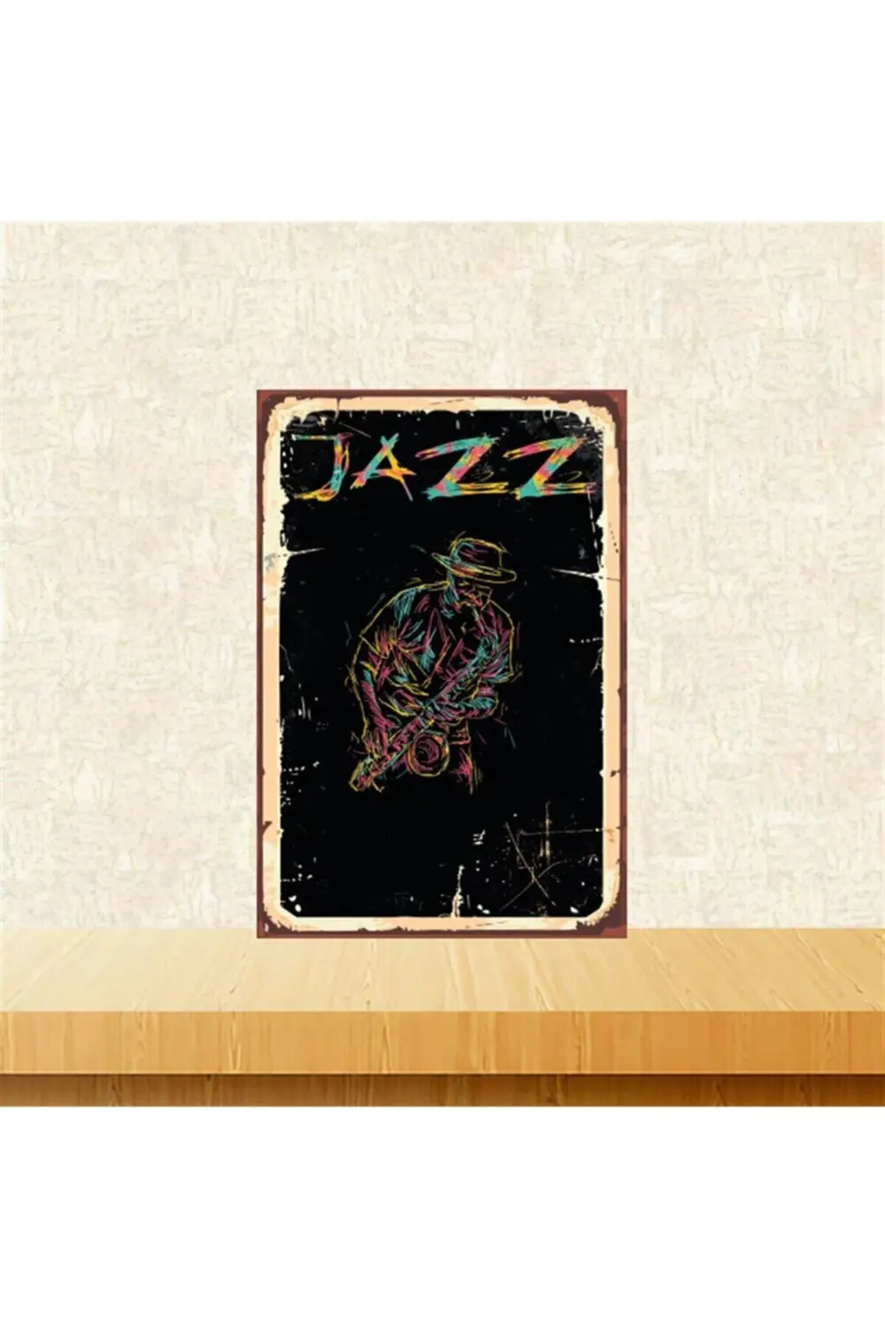 Jazz Tasarımlı 20-30 Cm Retro Ahşap Tablo Tkfx5123