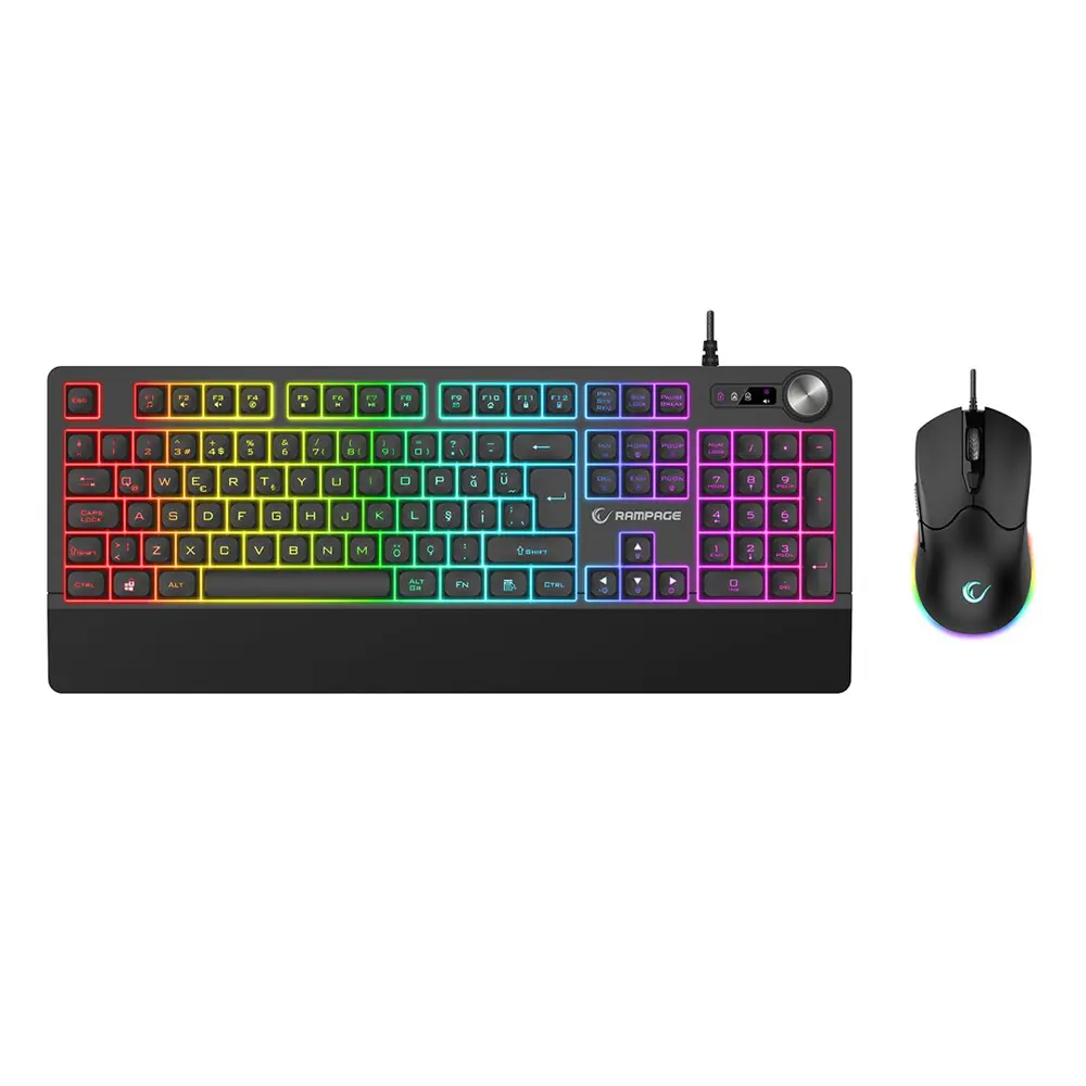 JAZZY V2 OYUNCU KLAVYE - MOUSE SET MEKANİK USB KABLO RGB AYDINLAT