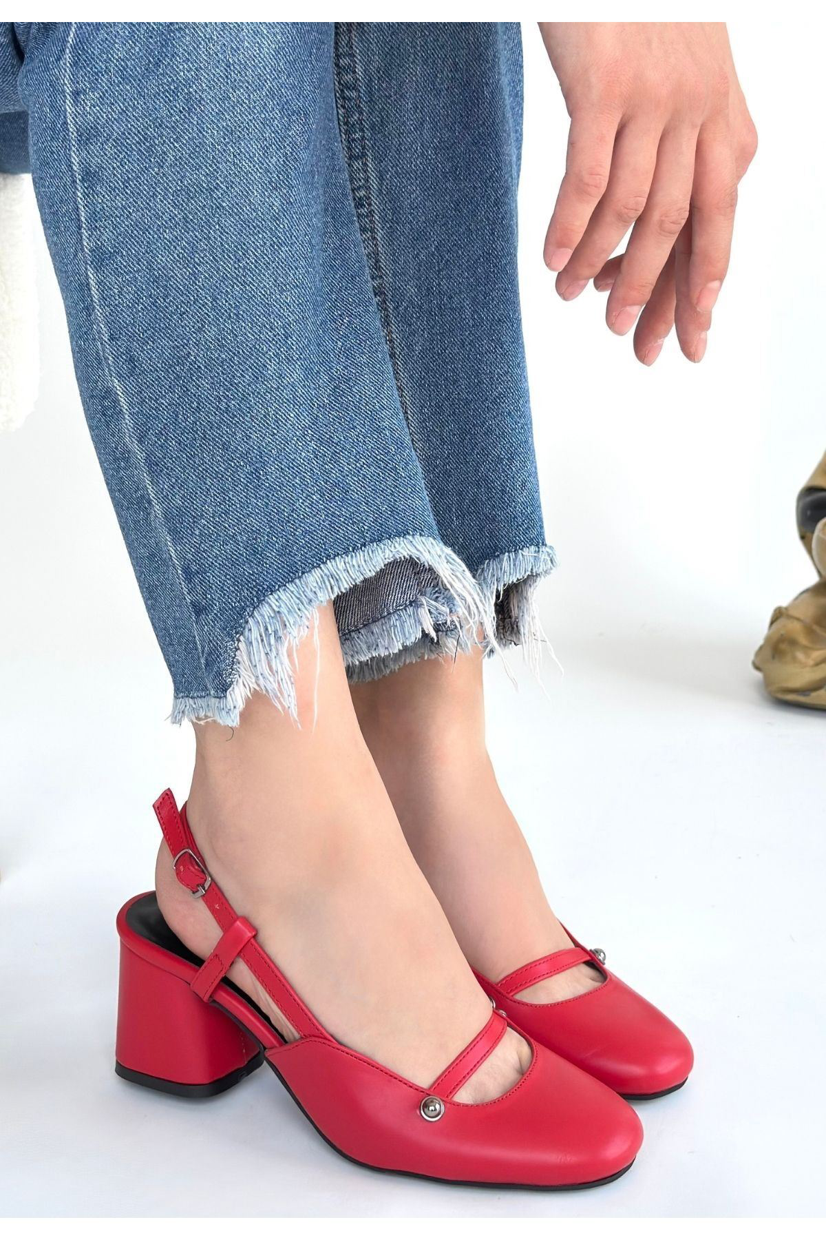 Rby Jecci Kırmızı Cilt Topuklu Ayakkabı