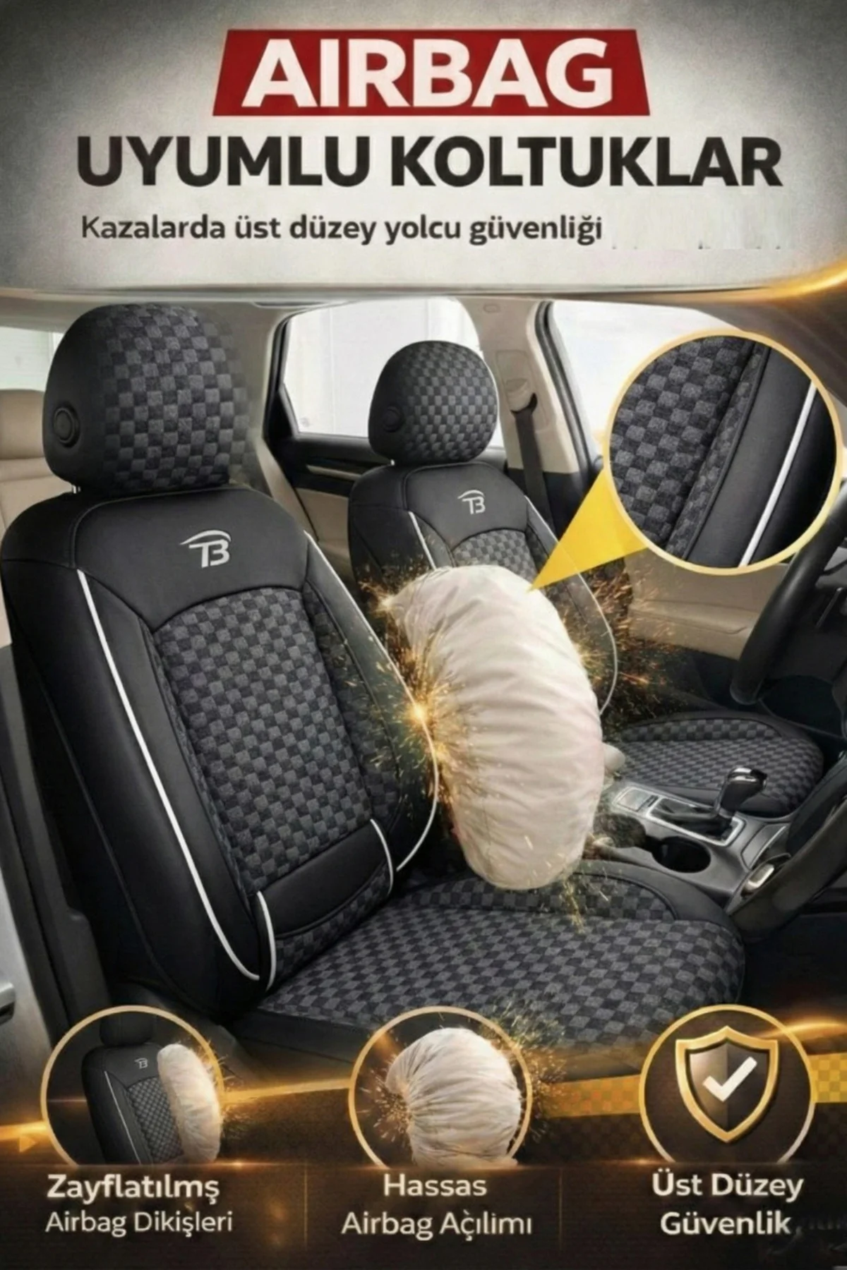 Jeep Cherokee 2011-2015 2+1 Arka Sırt Oturak Uyumlu Altay Serisi Siyah Beyaz Koltuk Kılıfı