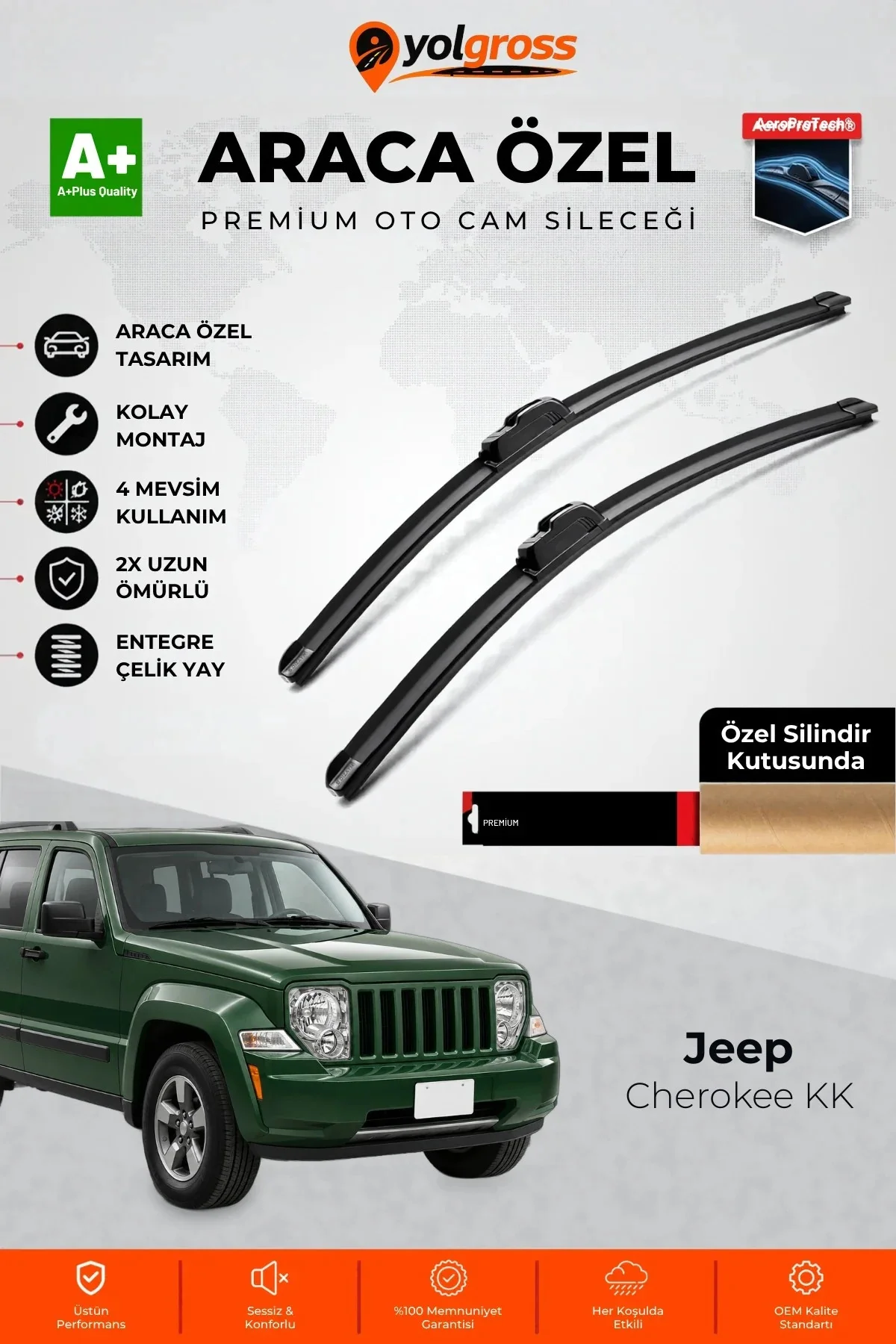 Jeep Cherokee KK Ön Cam Silecek Seti 2008-2013 Premium Araca Özel 48-48 Cm A+ Kalite Jeep Cherokee KK Ön Cam Silecek Seti 2008-2013 Premium Araca Özel 48-48 Cm A+ Kalite