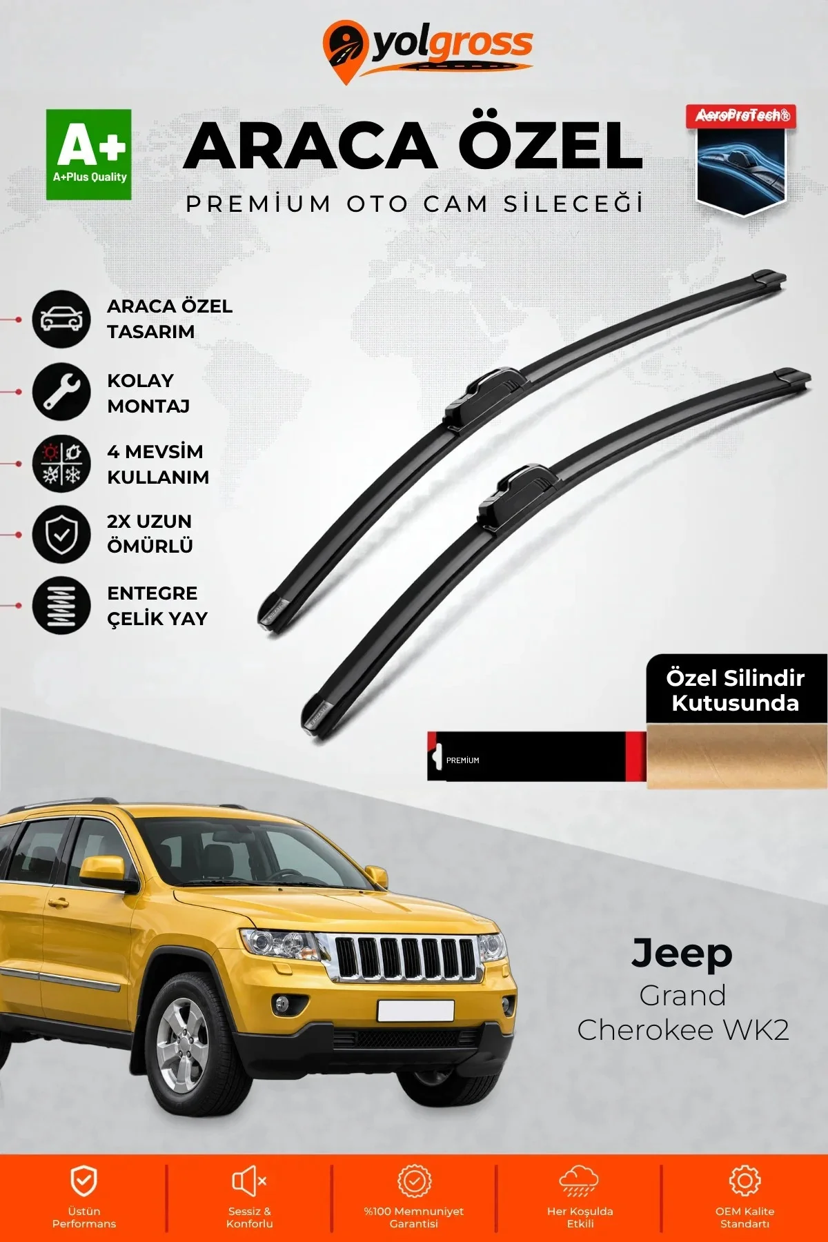 Jeep Grand Cherokee WK2 Ön Cam Silecek Seti 2010 Üzeri Premium Araca Özel 55-53 Cm A+ Kalite Jeep Grand Cherokee WK2 Ön Cam Silecek Seti 2010 Üzeri Premium Araca Özel 55-53 Cm A+ Kalite
