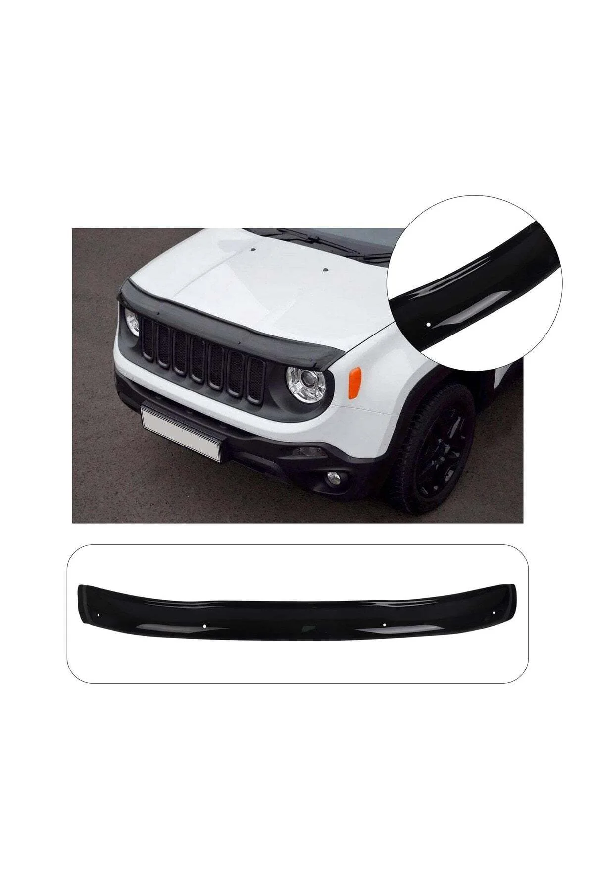 Jeep Renage 2015 ve Sonrası Uyumlu Kaput Rüzgarlığı Ön Kaput Koruma ABS Parlak Siyah Jeep Renage 2015 ve Sonrası Uyumlu Kaput Rüzgarlığı Ön Kaput Koruma ABS Parlak Siyah