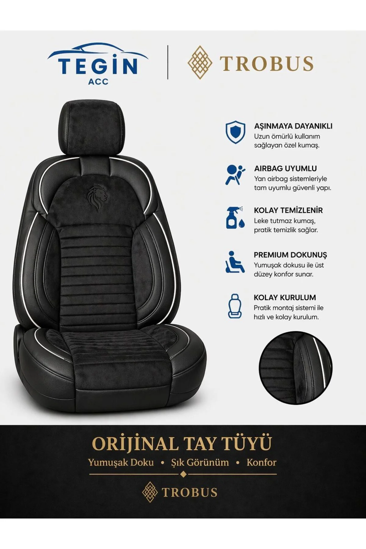 Jeep Renegade 2014 ve Sonrası Araca Uyumlu Premium Tay Tüyü Koltuk Kılıfı Liona Serisi Siyah Jeep Renegade 2014 ve Sonrası Araca Uyumlu Premium Tay Tüyü Koltuk Kılıfı Liona Serisi Siyah