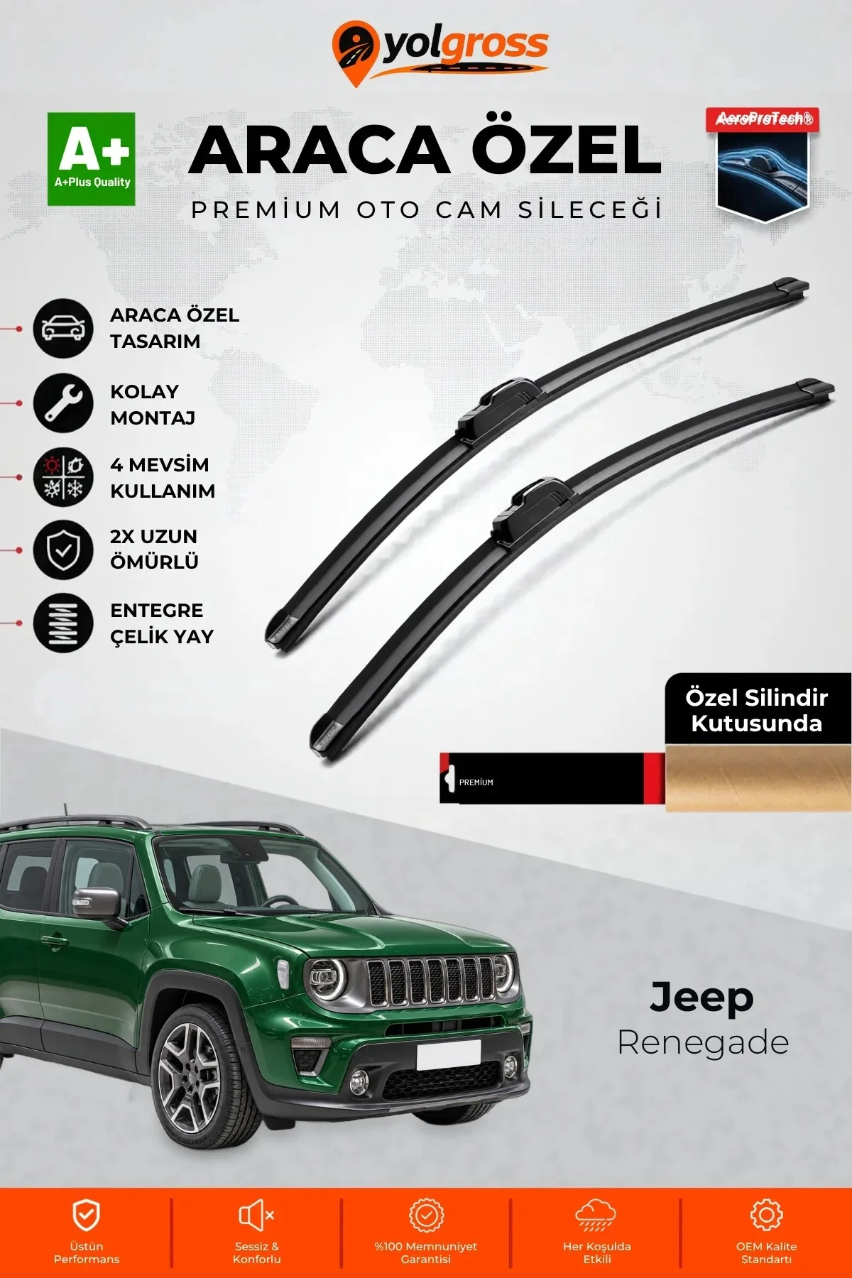 Jeep Renegade Ön Cam Silecek Seti 2014 Üzeri Premium Araca Özel 55-50 Cm A+ Kalite
