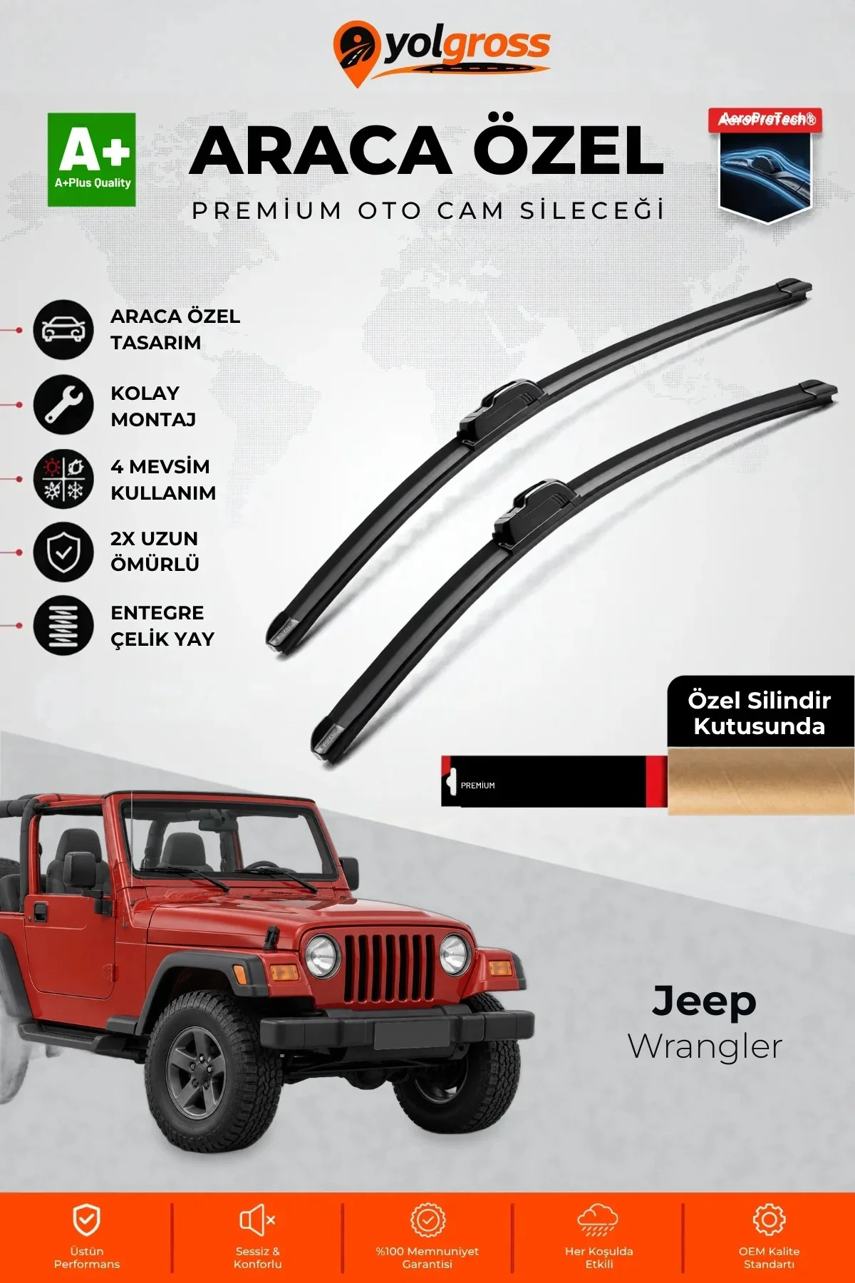 Jeep Wrangler Ön Cam Silecek Seti 1997-2006 Premium Araca Özel 55-50 Cm A+ Kalite Jeep Wrangler Ön Cam Silecek Seti 1997-2006 Premium Araca Özel 55-50 Cm A+ Kalite
