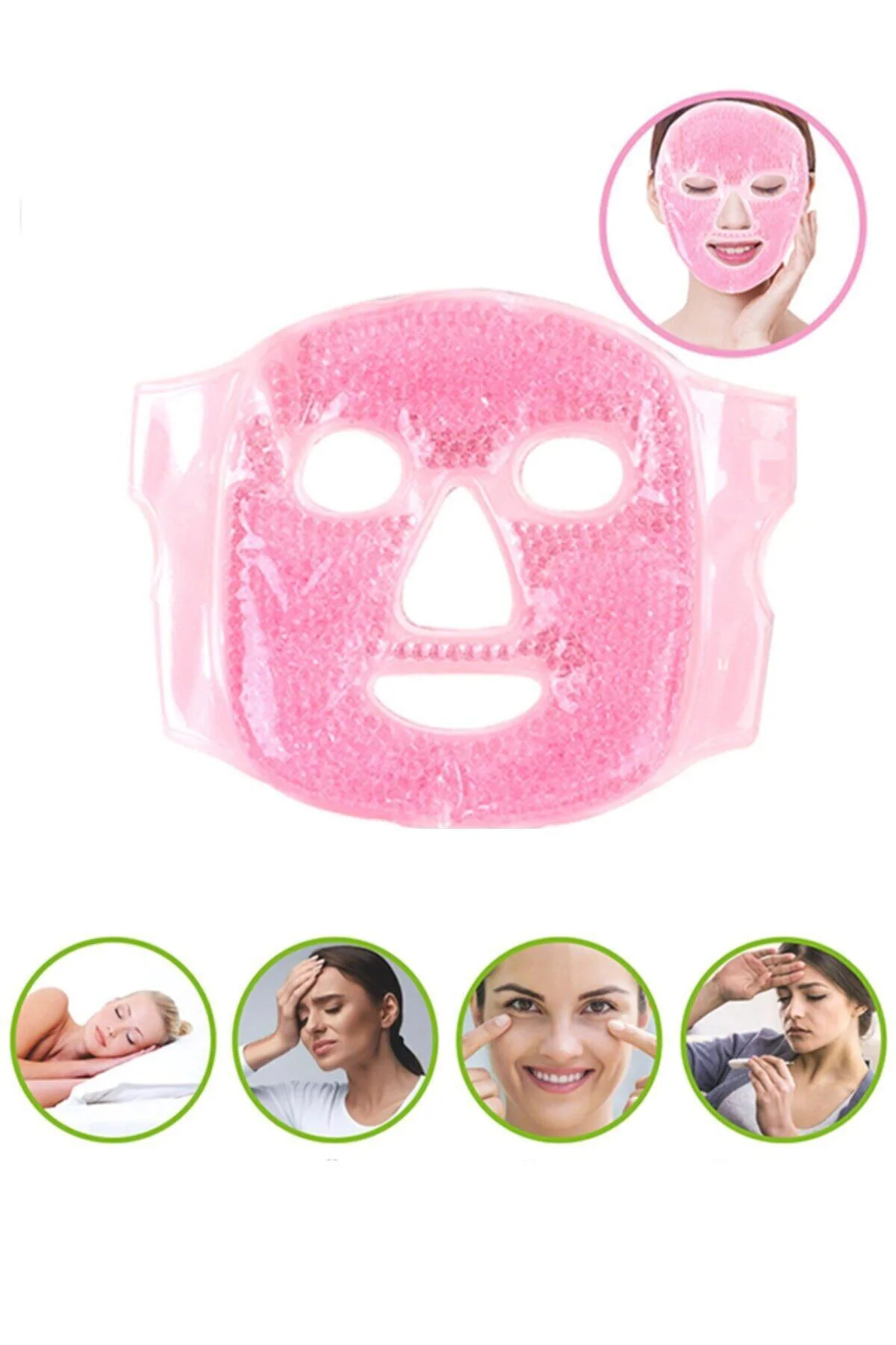 Jel Boncuklu Yüz Maskesi -Soğuk Sıcak Jel Yüz Maskesi Buz -Sıcak 