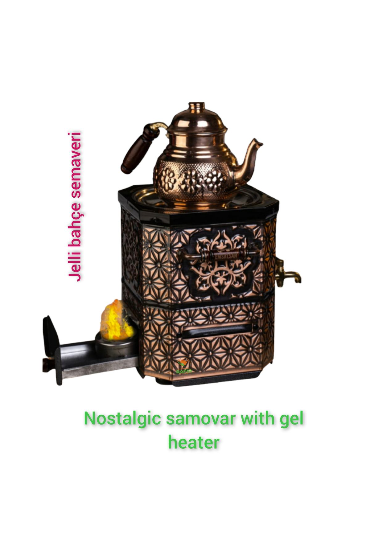 Jel ısıtıcılı Nostaljik Bakır Semaver Bakır Demlikli Bahçe Semave