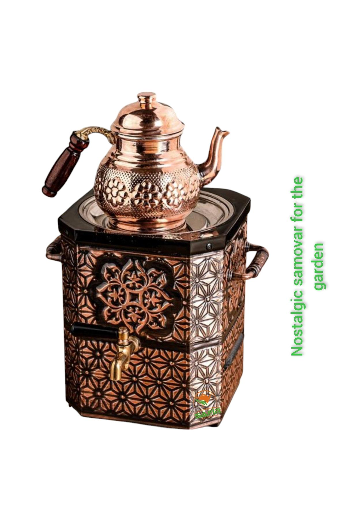 Jel ısıtıcılı Nostaljik Bakır Semaver Bakır Demlikli Bahçe Semave