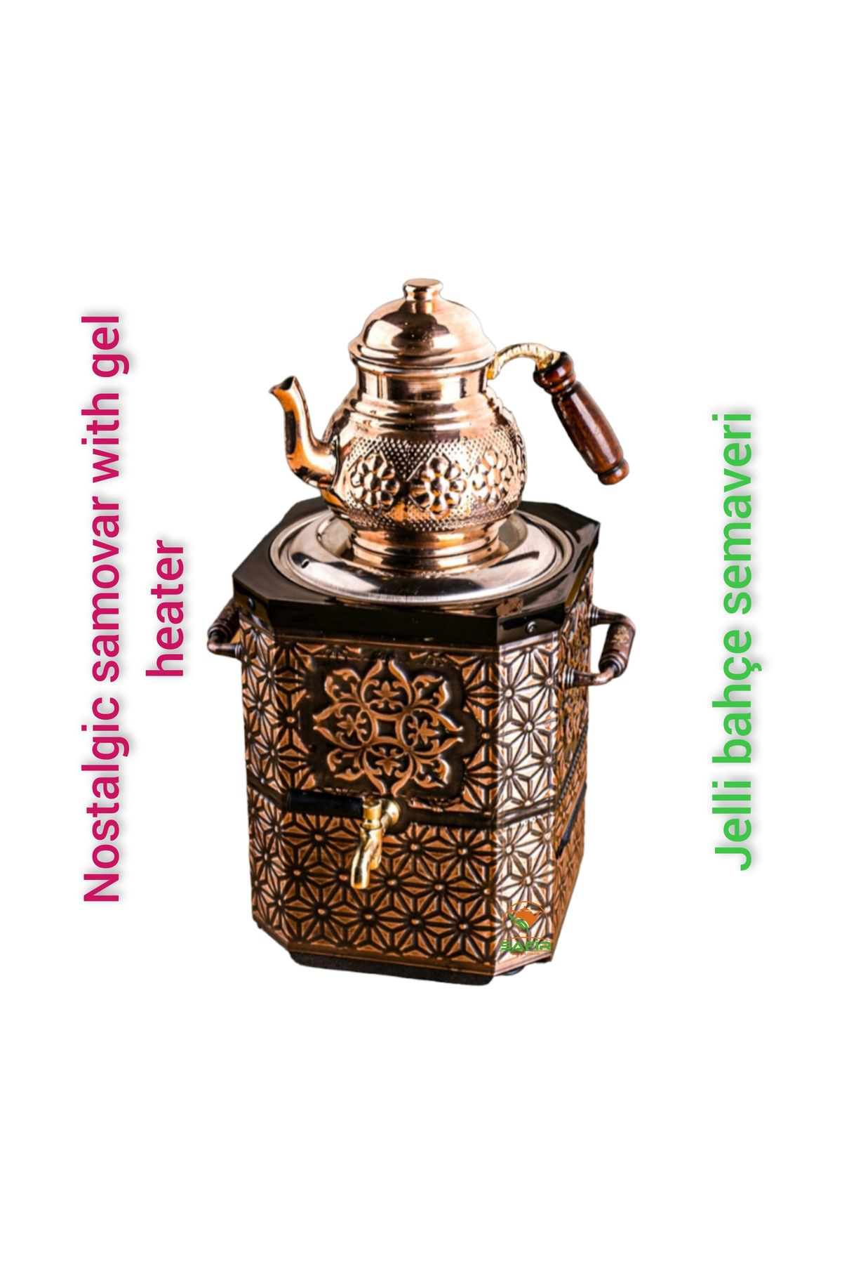 Jel ısıtıcılı Nostaljik Bakır Semaver Bakır Demlikli Bahçe Semave