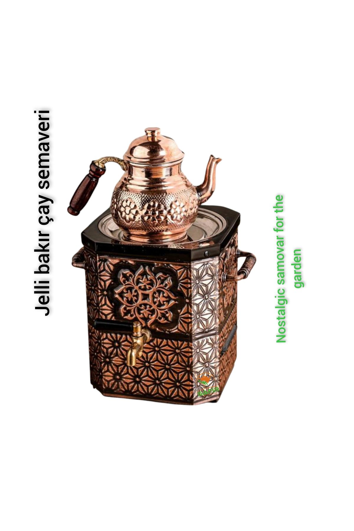 Jel ısıtıcılı Nostaljik Bakır Semaver Bakır Demlikli Bahçe Semave