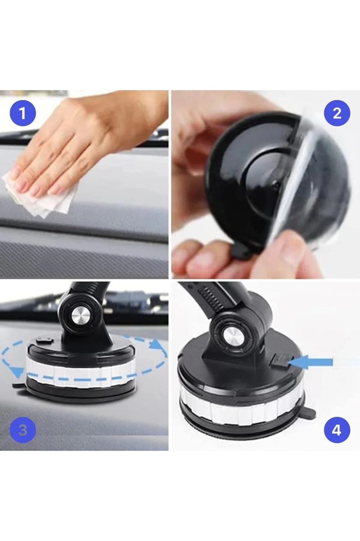 Jel Vantuzlu Cama Takılabilen Güçlü 360 Derece Dönebilen Ayarlanabilir Araç Içi Vantuzlu Telefon Tut