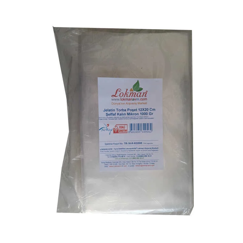 Jelatin Torba Poşet 12x20 Cm Şeffaf Kalın Mikron - 1000 Gr Paket Fiyatı, Yorumları ve Özellikleri