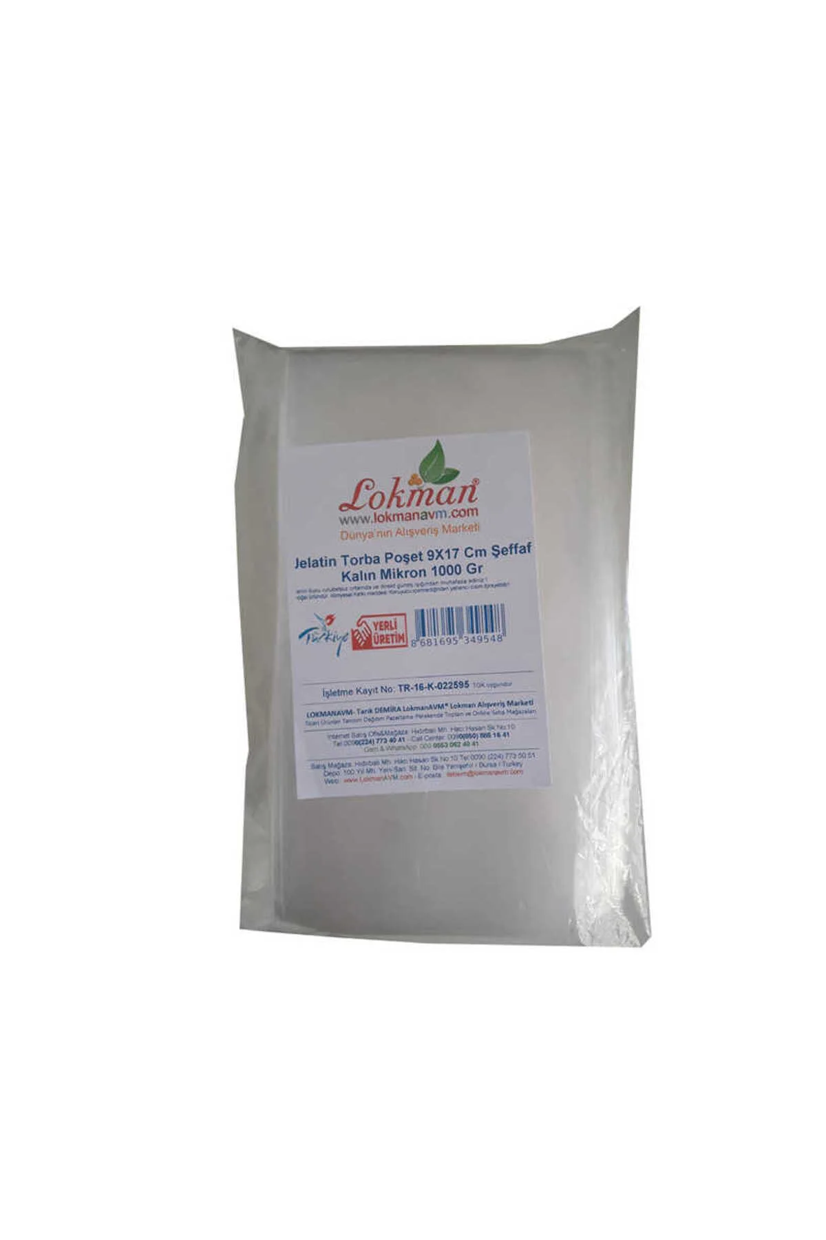 Jelatin Torba Poşet 9X17 Cm Şeffaf Kalın Mikron 1000 Gr 1 Paket